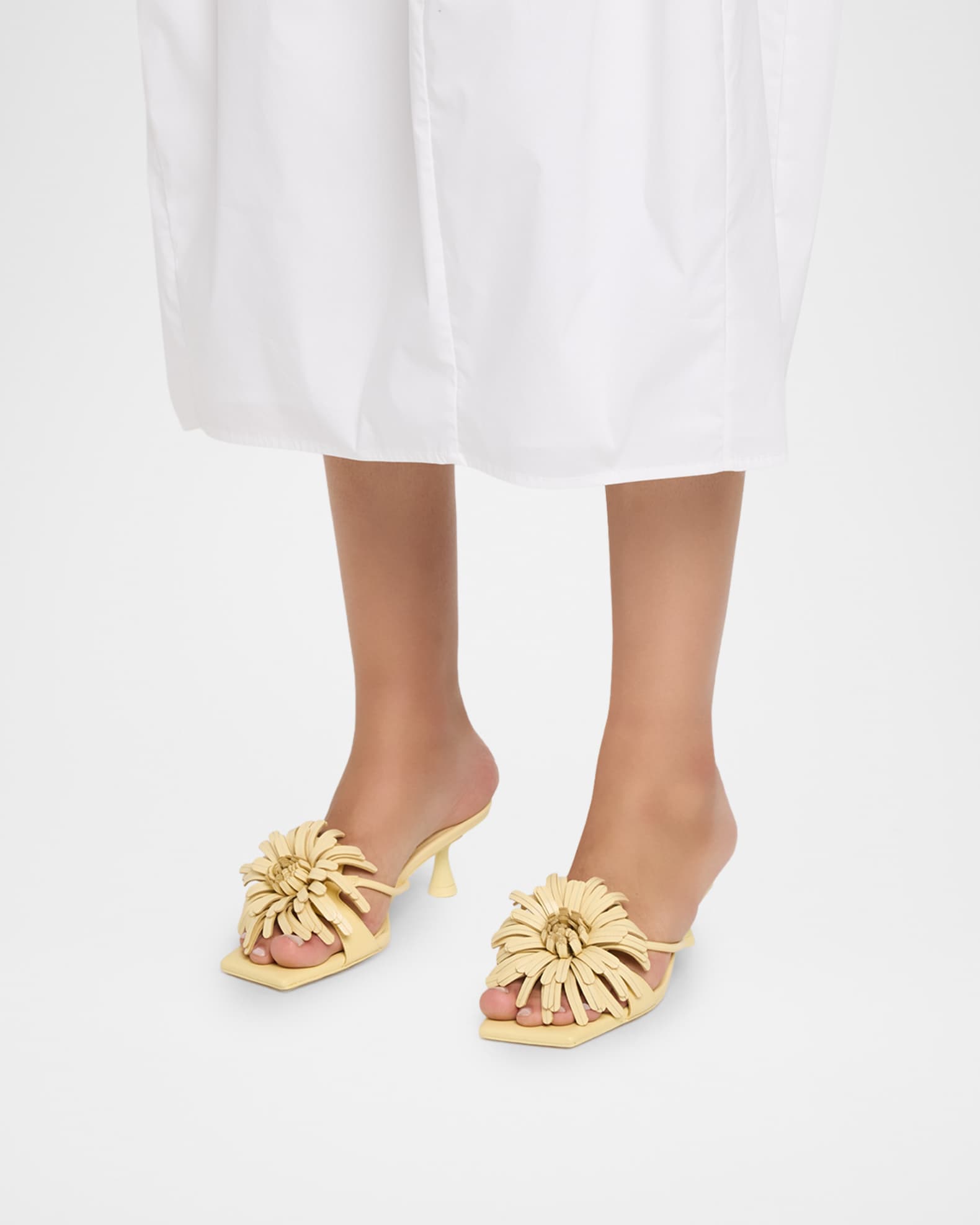 Cult Gaia 50mm Alora Leather Kitten-Heel Sandals | Neiman Marcus