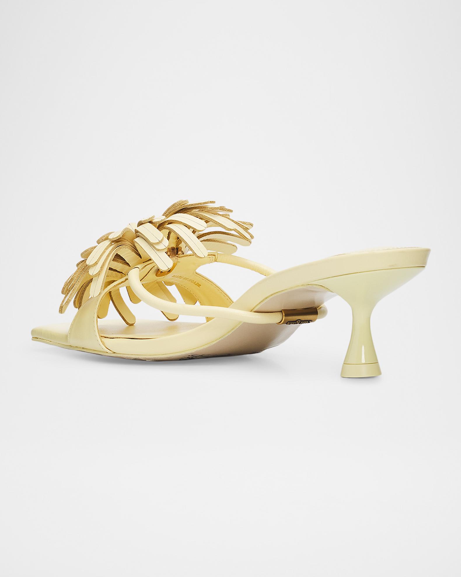 Cult Gaia 50mm Alora Leather Kitten-Heel Sandals | Neiman Marcus