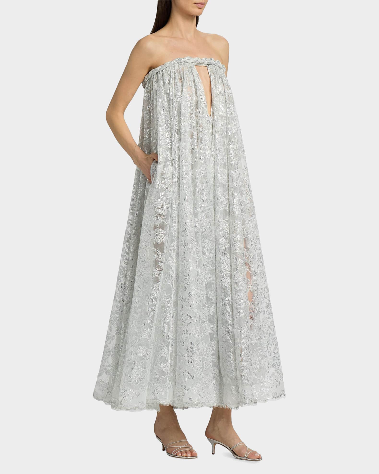 Zimmermann Carousel Metallic Lace Strapless Dress | Neiman Marcus