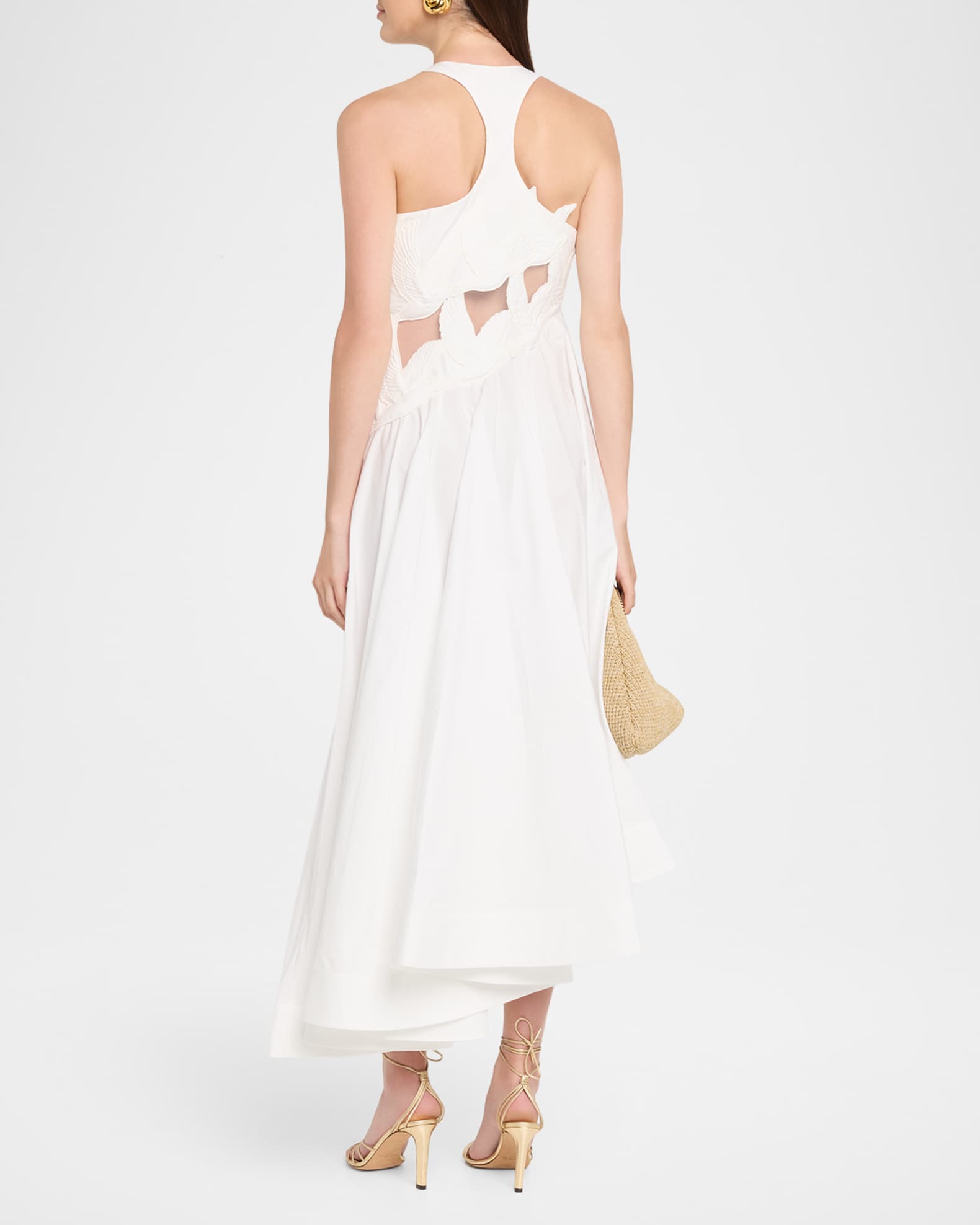midi strap dress Rib Spaghetti Strap Midi Dress White