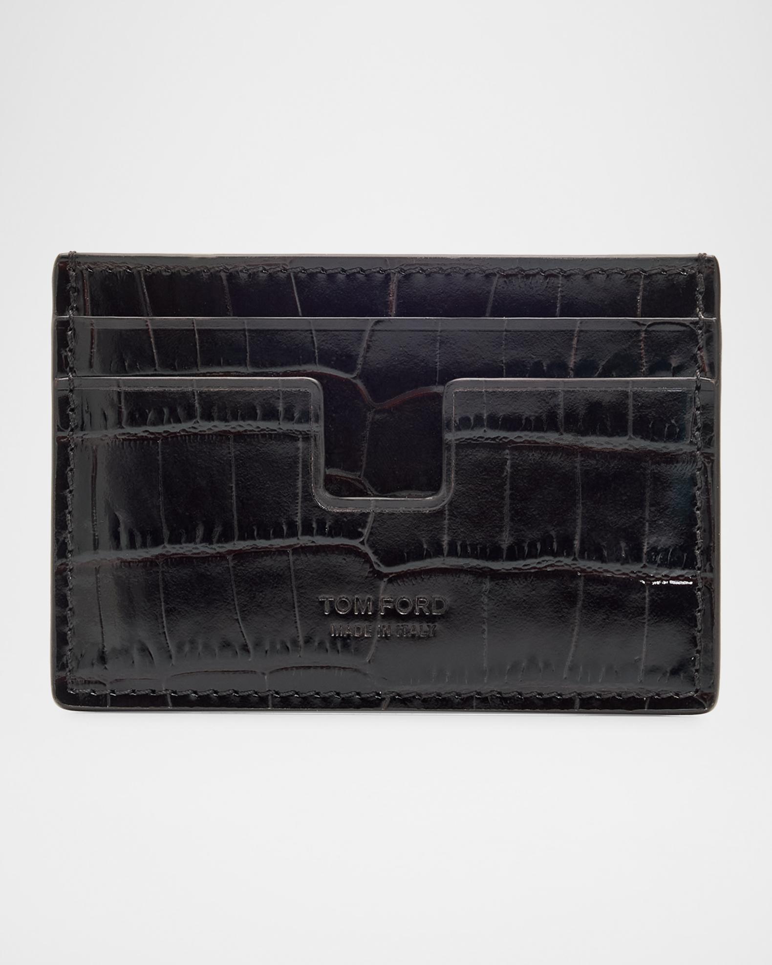 TOM FORD Men's Croc-Embossed Leather Card Holder | Neiman Marcus