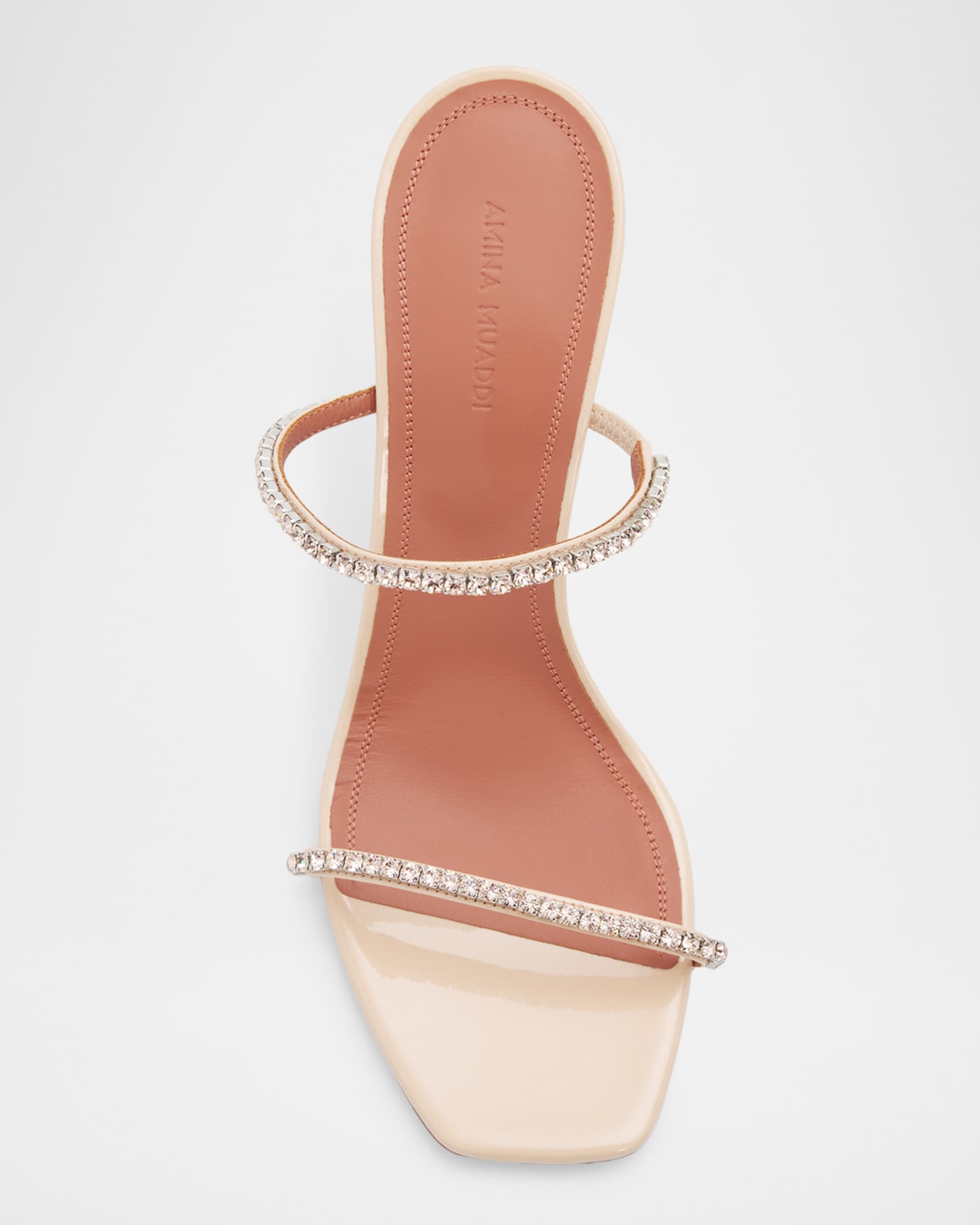 Amina Muaddi 95mm Gilda Patent Leather Mules | Neiman Marcus