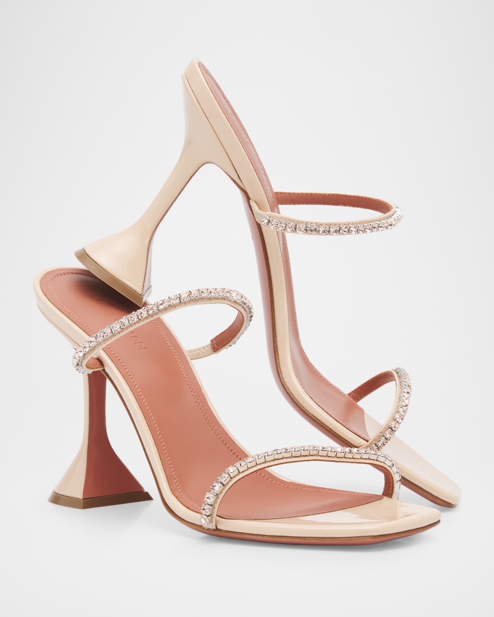 Amina Muaddi 95mm Gilda Patent Leather Mules | Neiman Marcus