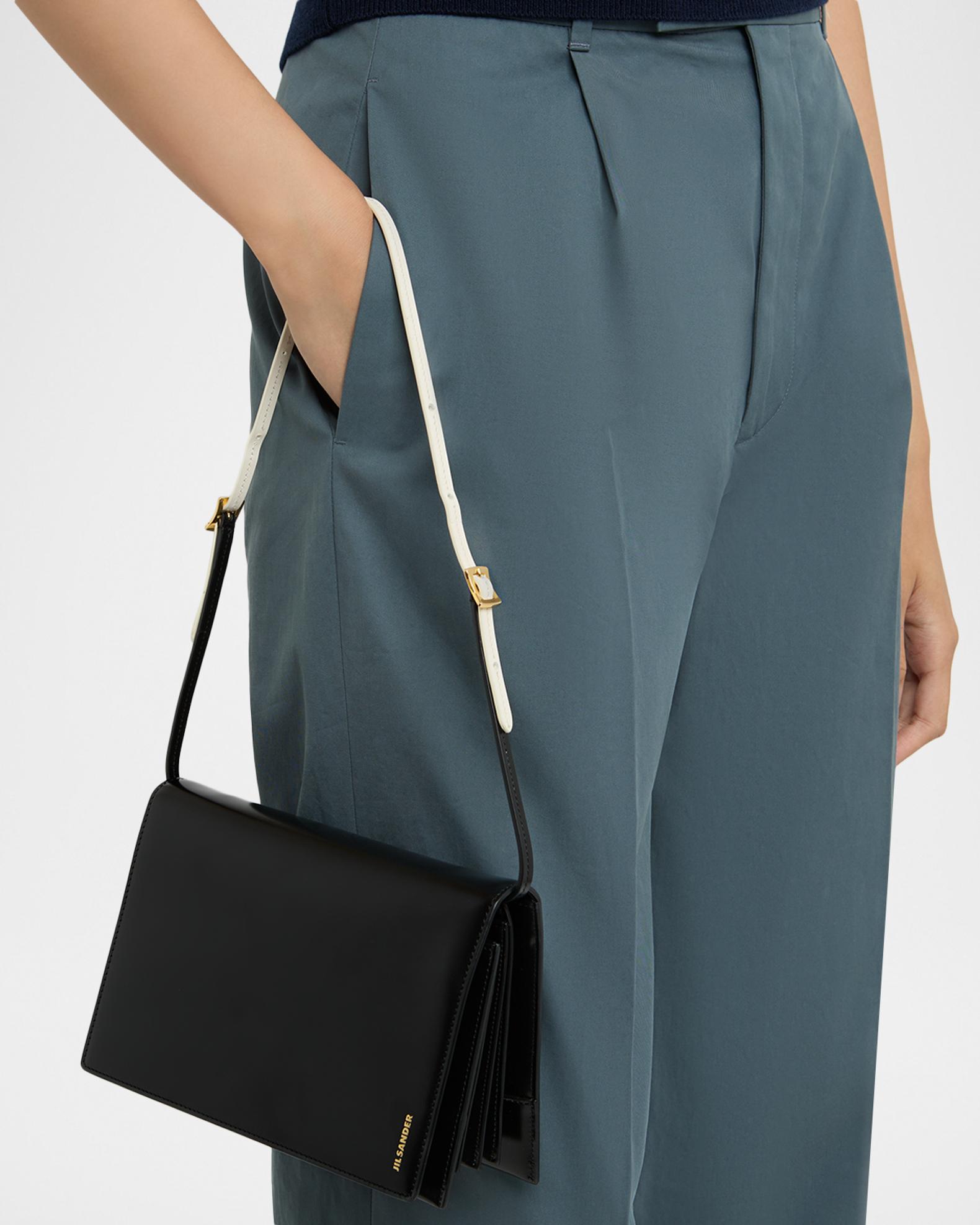 Jil Sander File Small Glossy Leather Shoulder Bag | Neiman Marcus