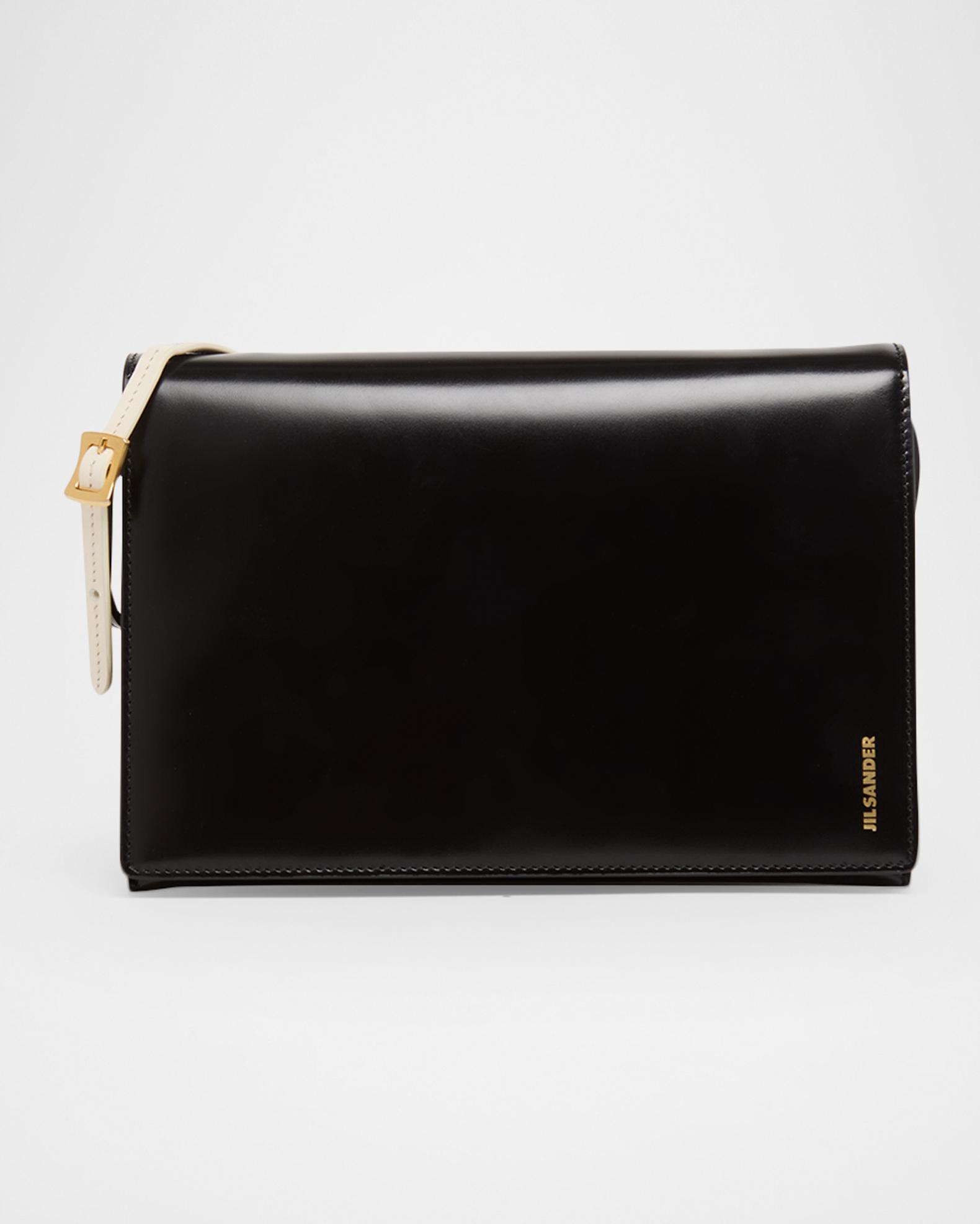 Jil Sander File Small Glossy Leather Shoulder Bag | Neiman Marcus