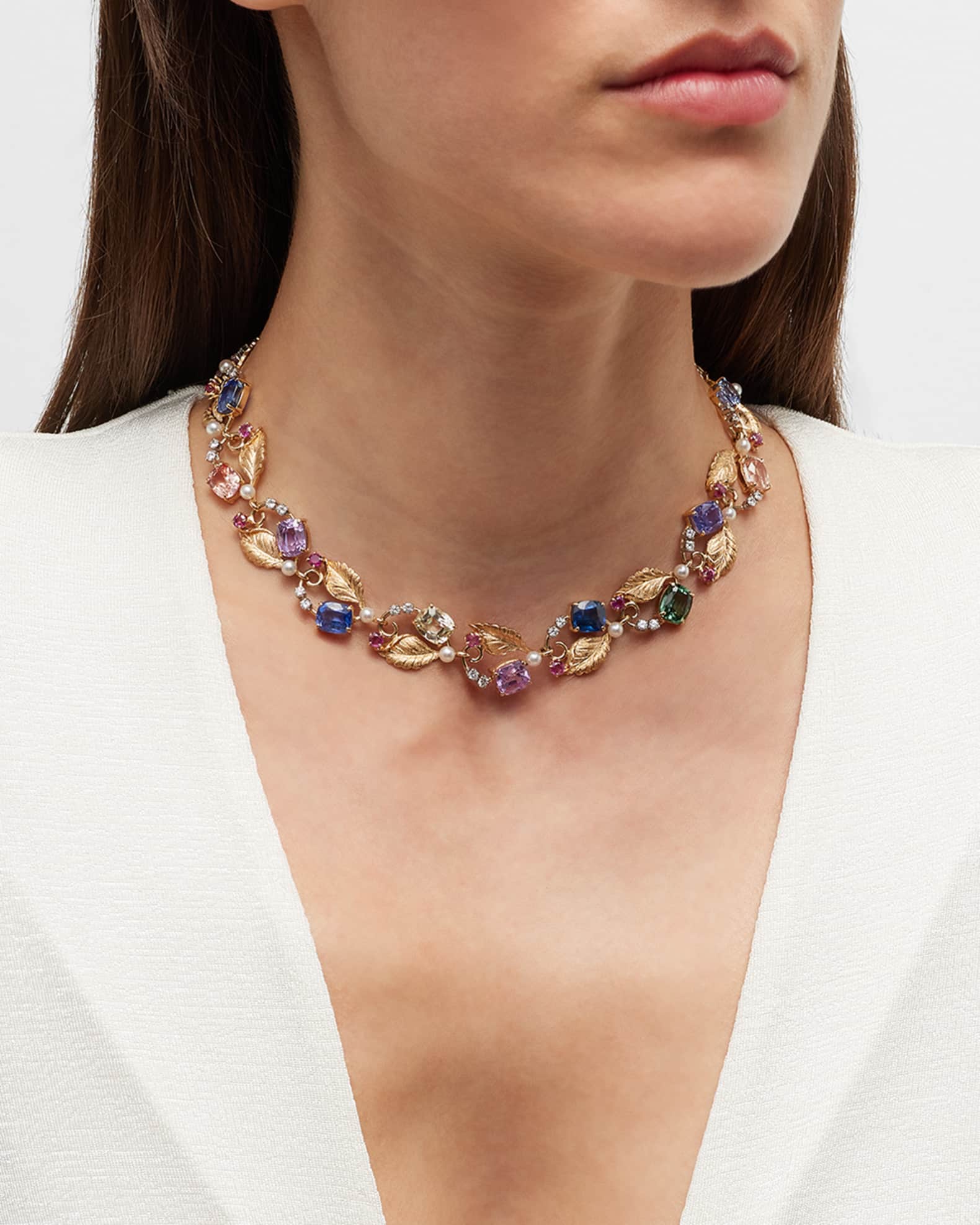 Estate Tiffany Retro Floral Link Necklace 1