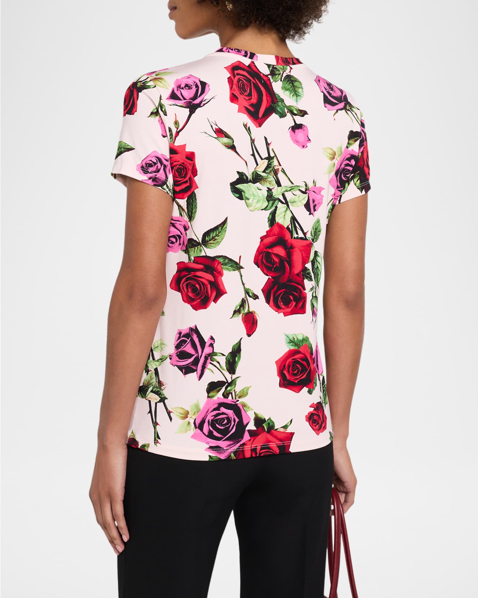 L'Agence Ressi Short-Sleeve Rose Tee | Neiman Marcus