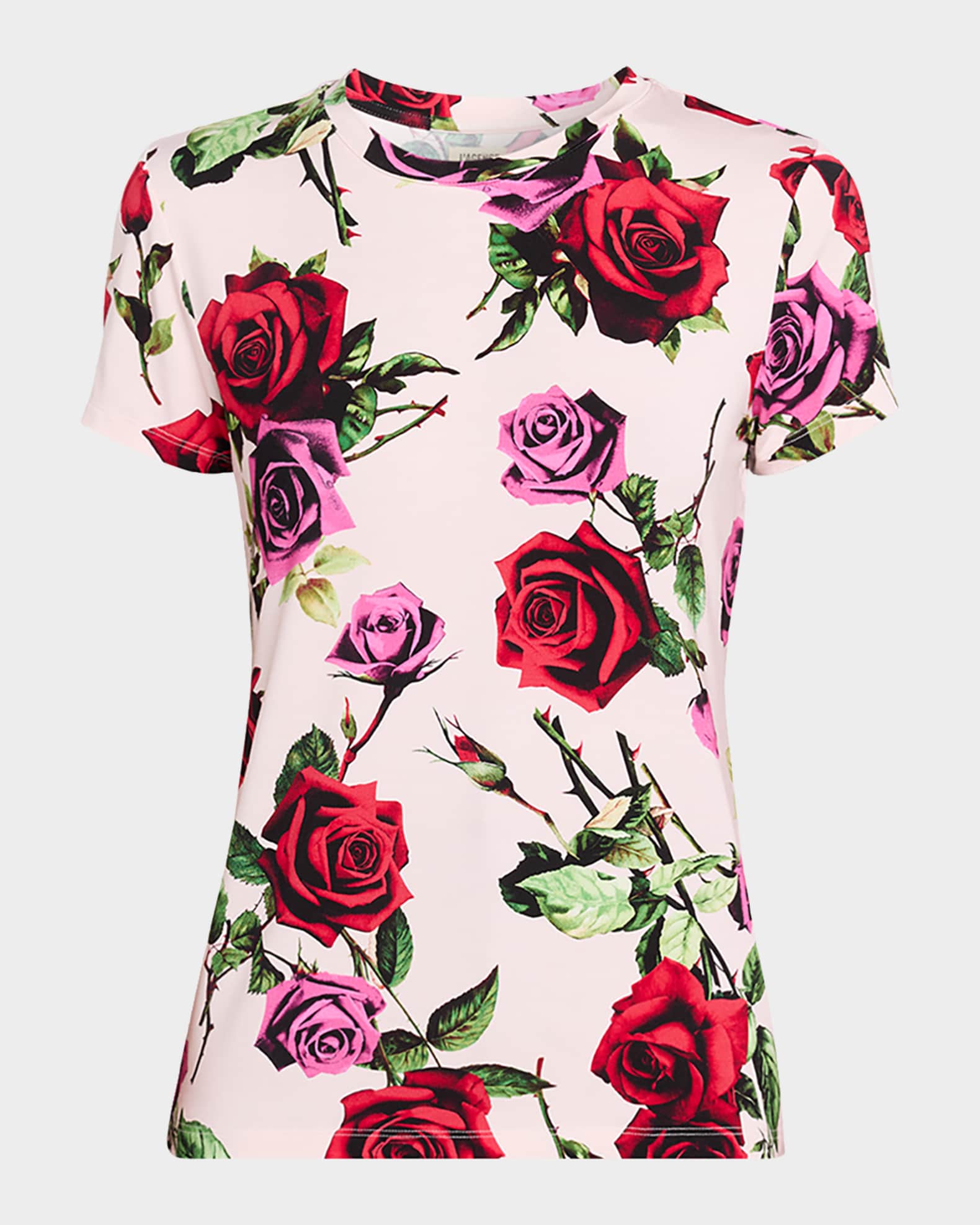 L'Agence Ressi Short-Sleeve Rose Tee | Neiman Marcus