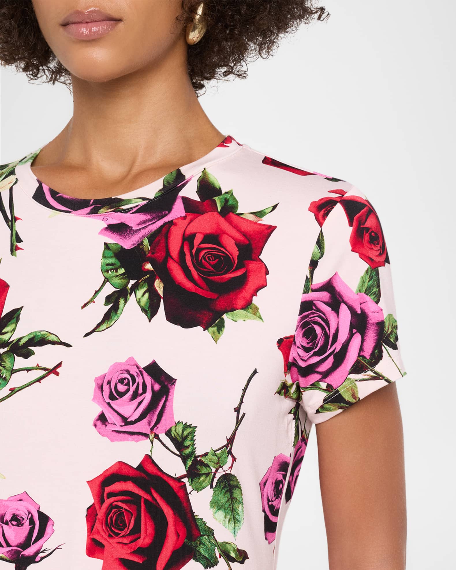 L'Agence Ressi Short-Sleeve Rose Tee | Neiman Marcus