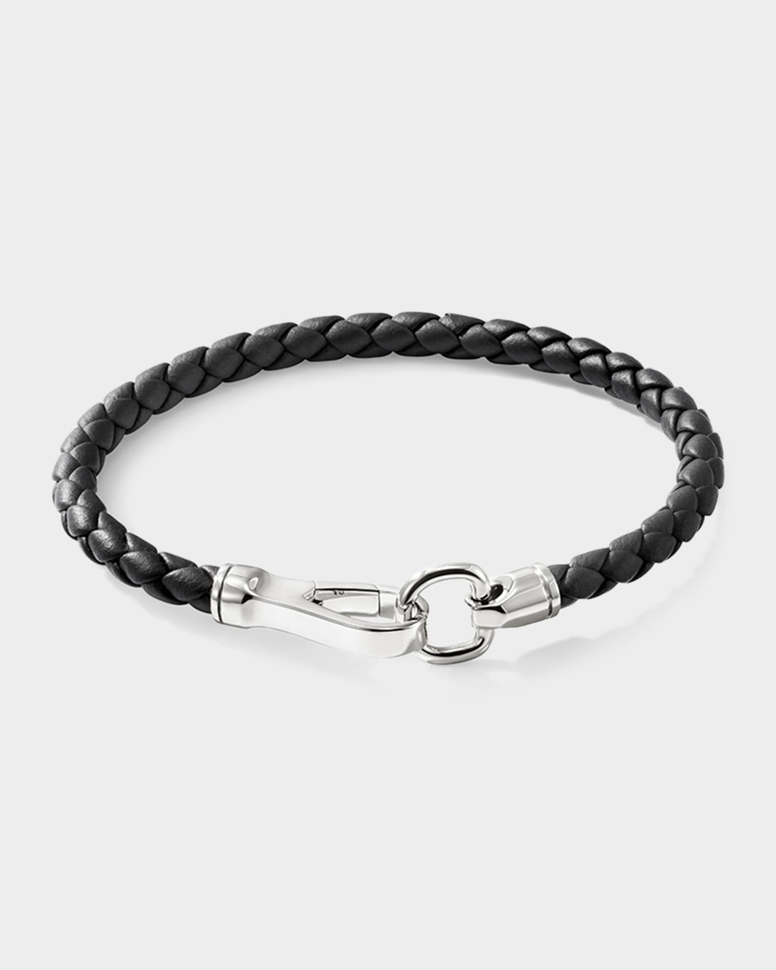 John Hardy Men's Briaded Leather Hook Clasp Bracelet, 5mm | Neiman Marcus