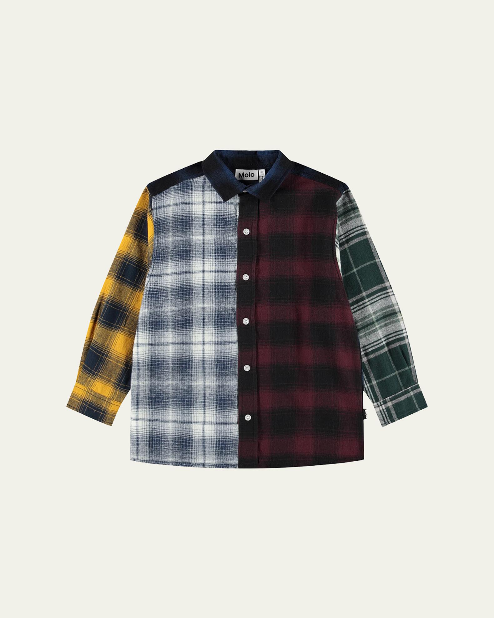 Molo Boy's Remon Multicolor Colorblock Plaid Shirt, Size 7-12 | Neiman ...