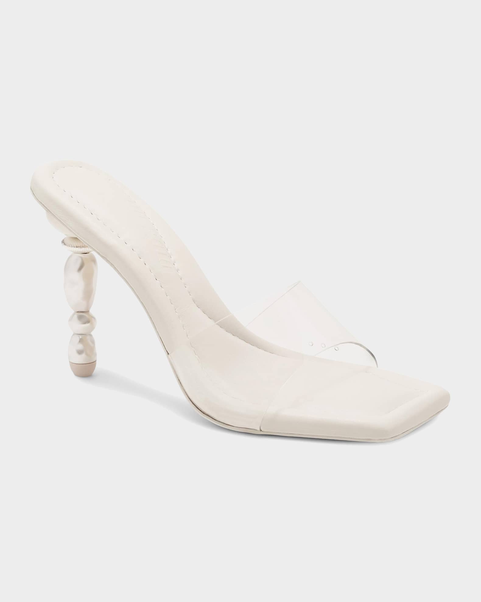 SALE14kgf白蝶真珠 蓮の花カービングPT Cult Gaia 100mm Mahina Beaded-Heel Sandals | Neiman Marcus