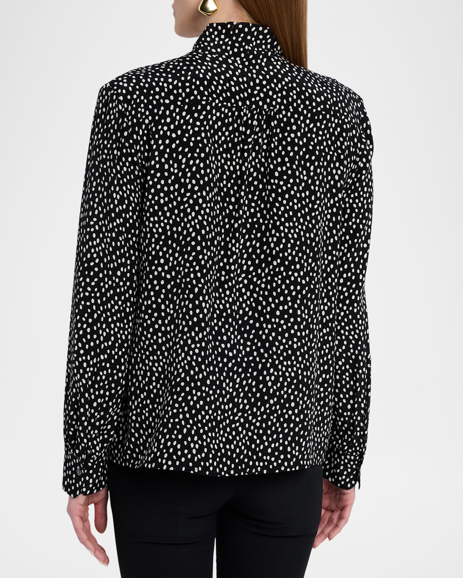 Dot Print Tie Oversized Shirt Cotton-poplin shirt with tie, white 