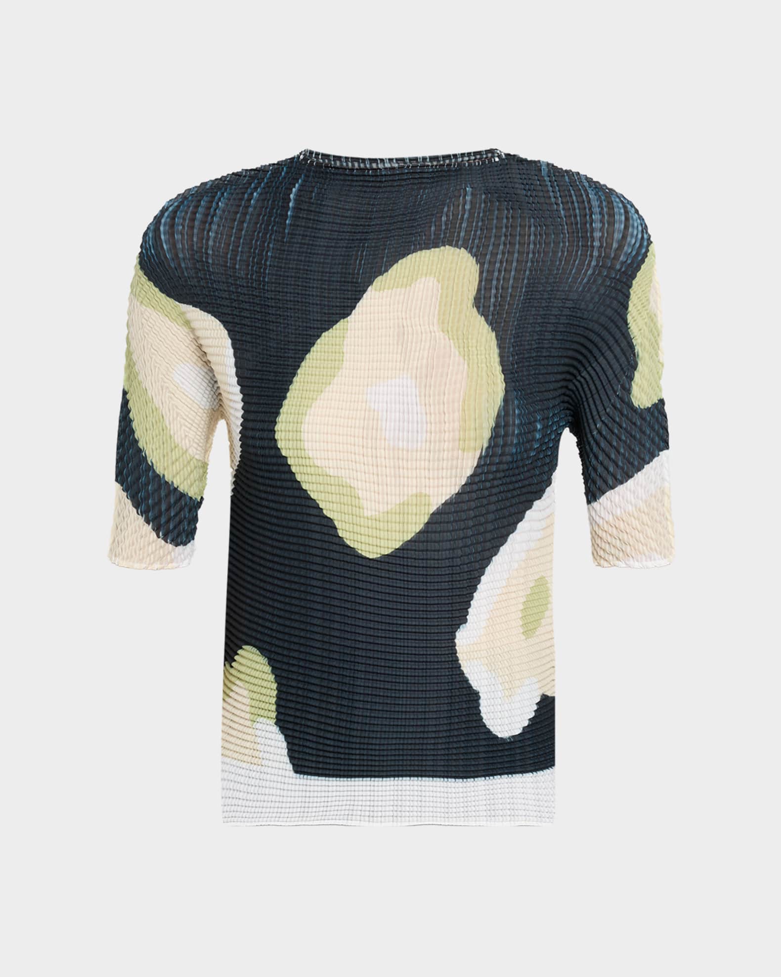 Issey Miyake Verve Pleats Elbow-Sleeve Top | Neiman Marcus