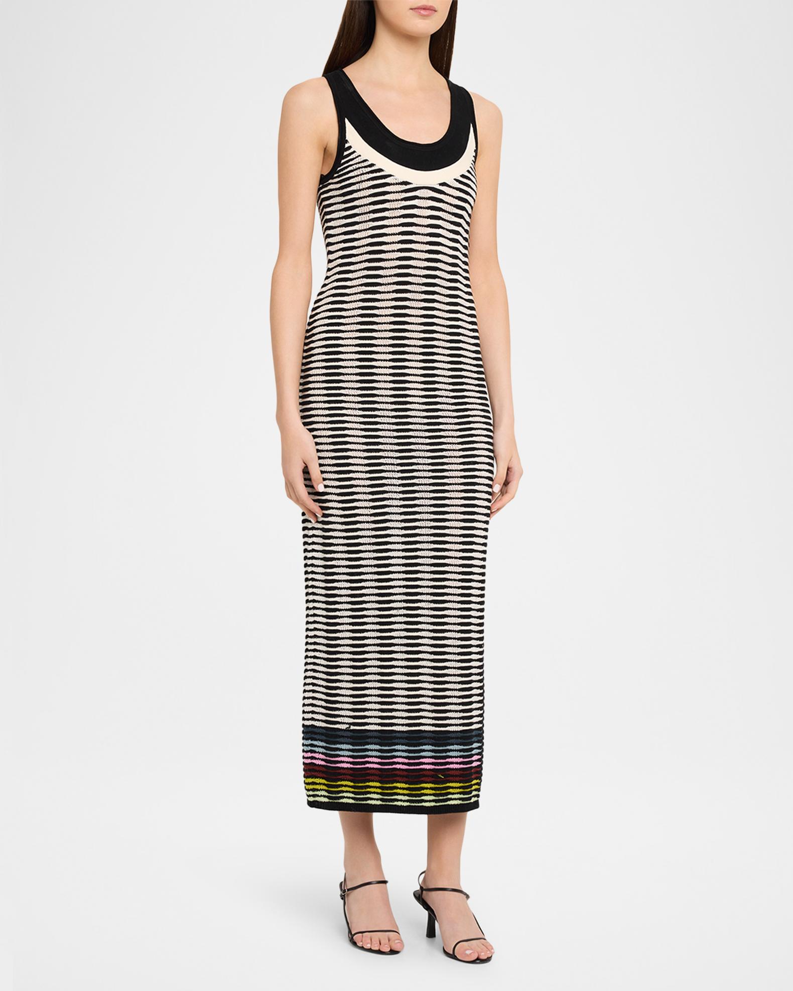 Christopher JOHN Rogers Wave Knit Tank Maxi Dress, Black, Women's, Small, Casual & Work Dresses Maxi Dresses