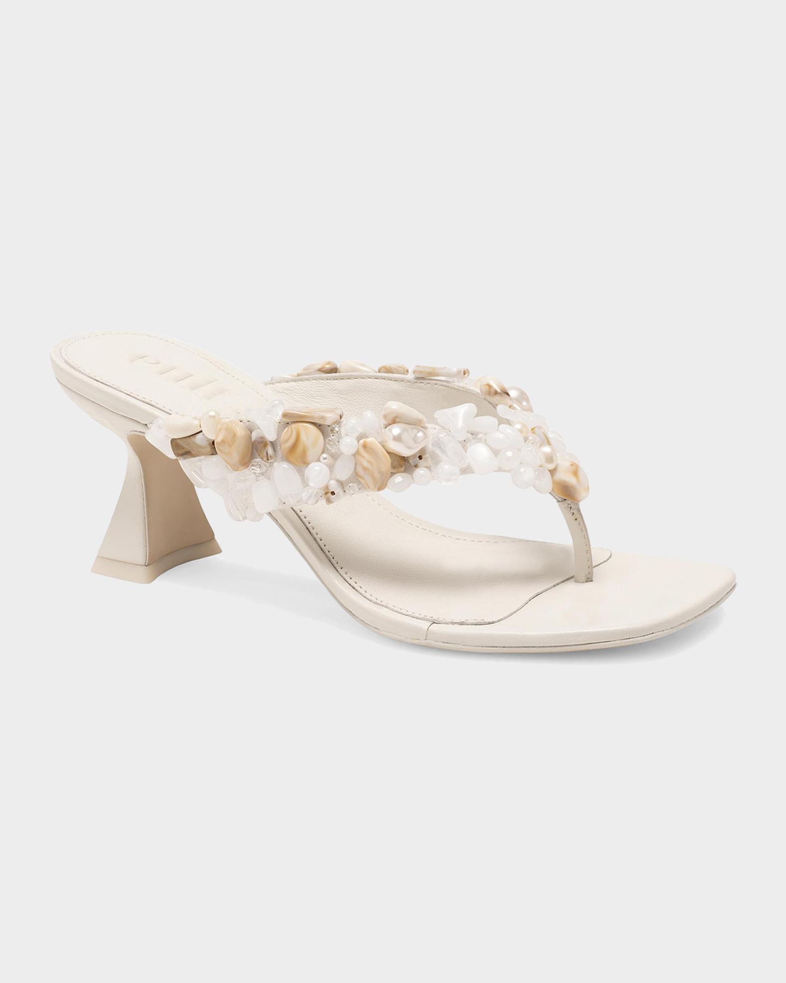 Cult Gaia 65mm Abi Beaded Leather Thong Sandals | Neiman Marcus