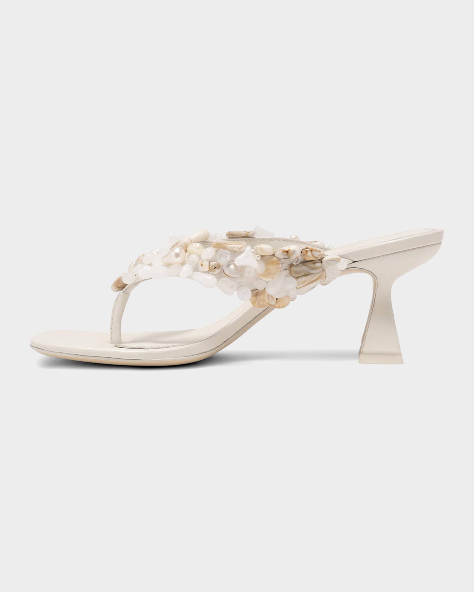 Cult Gaia 65mm Abi Beaded Leather Thong Sandals | Neiman Marcus