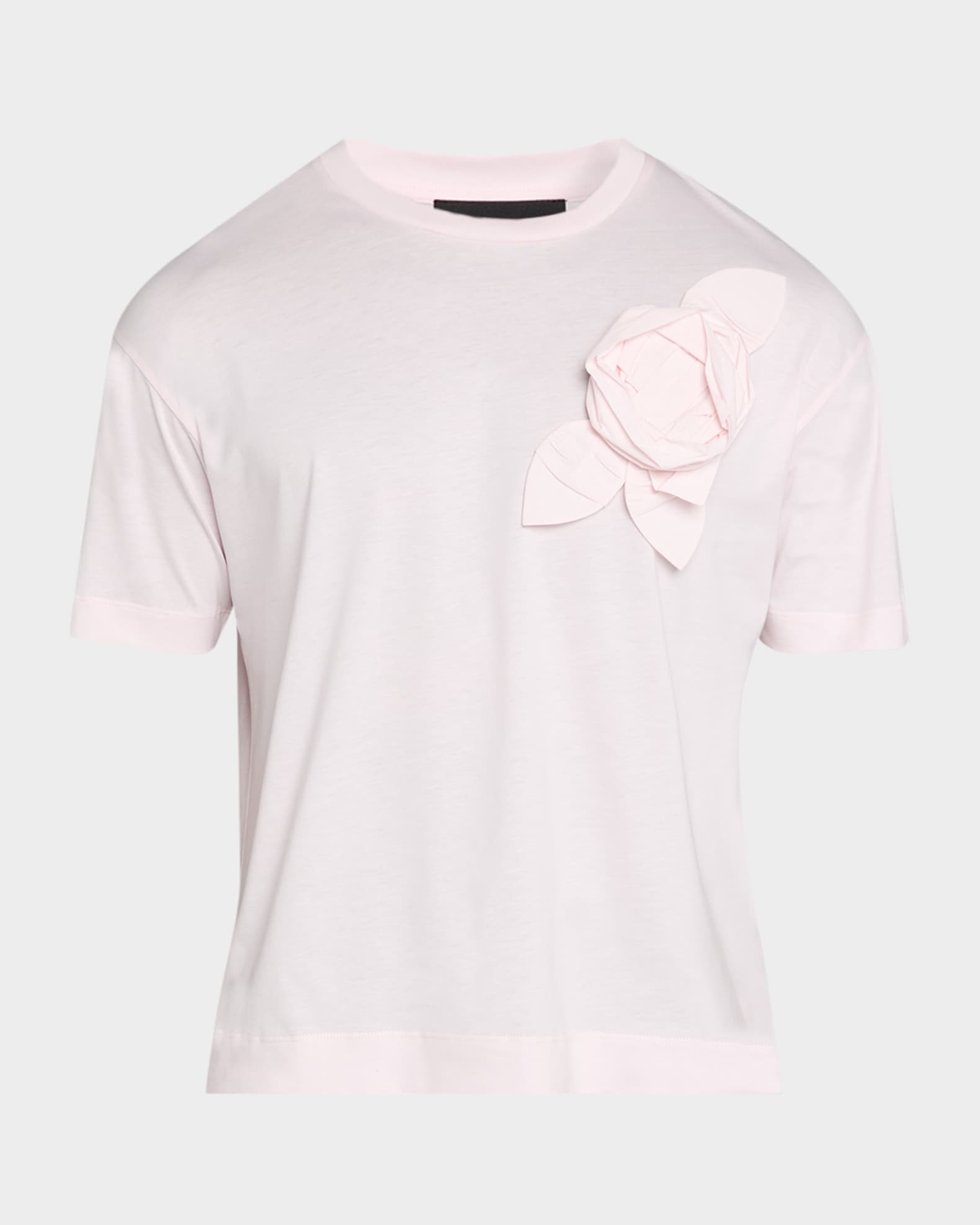 Simone Rocha Men's Floral Applique Cotton Crewneck T-Shirt