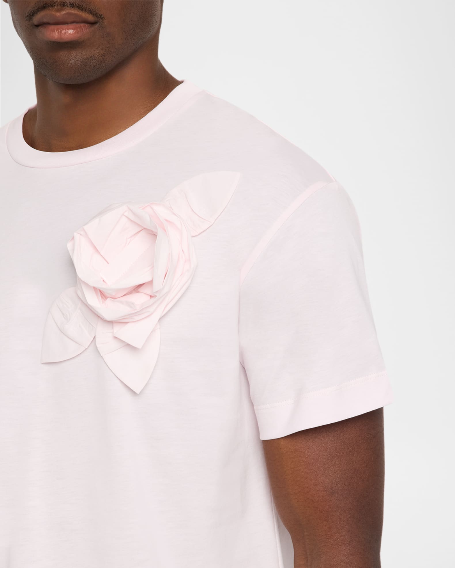 Simone Rocha Men's Floral Applique Cotton Crewneck T-Shirt