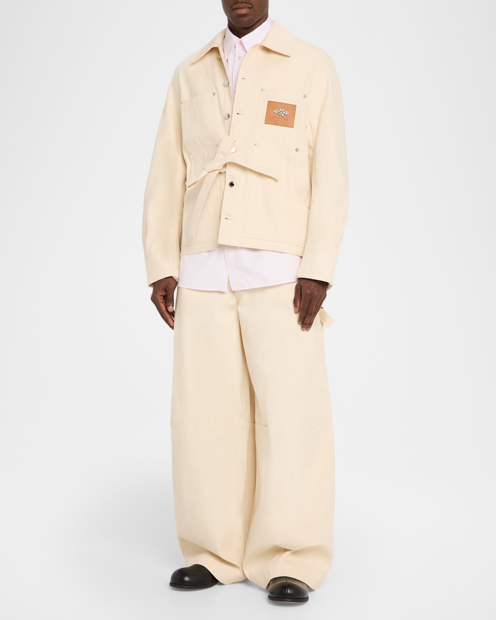 Simone Rocha Men's Workwear Bow Front-Sash Jacket | Neiman Marcus