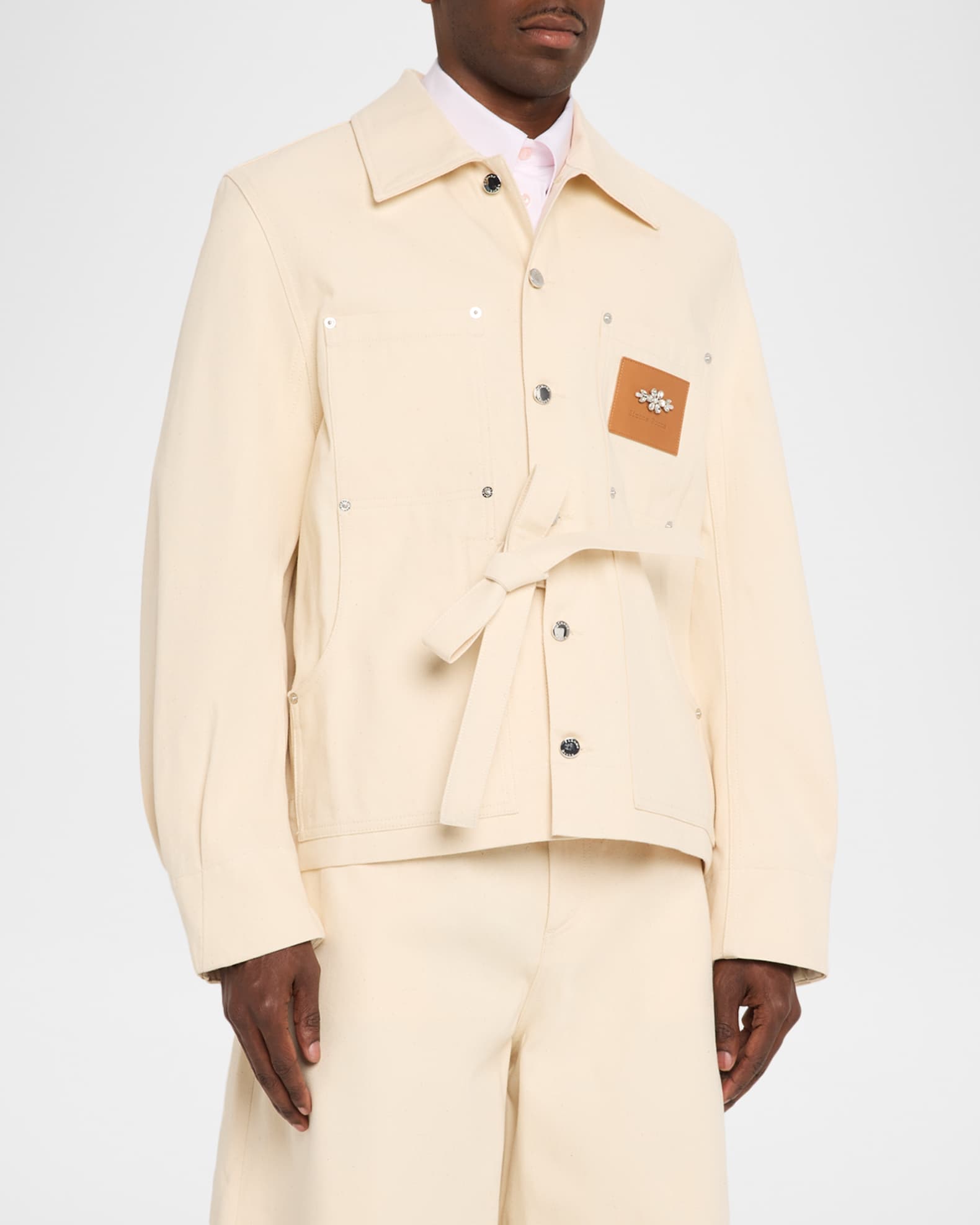 Simone Rocha Men's Workwear Bow Front-Sash Jacket | Neiman Marcus