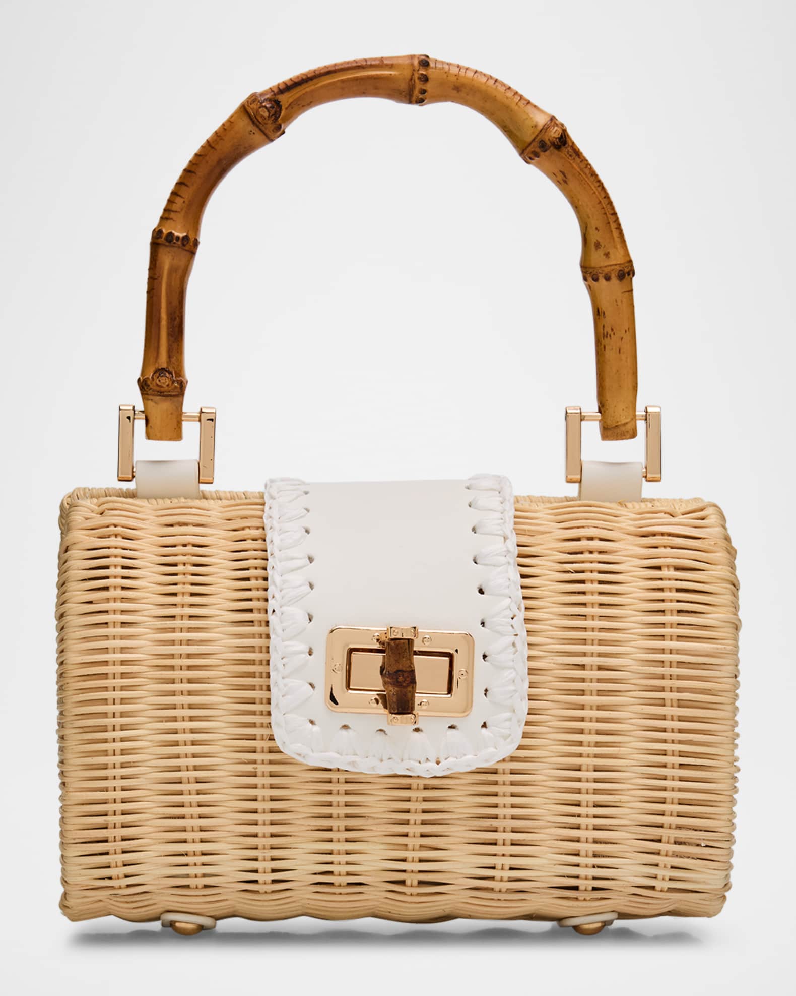 BTB Los Angeles Brandi Woven Rattan Top-Handle Bag | Neiman Marcus