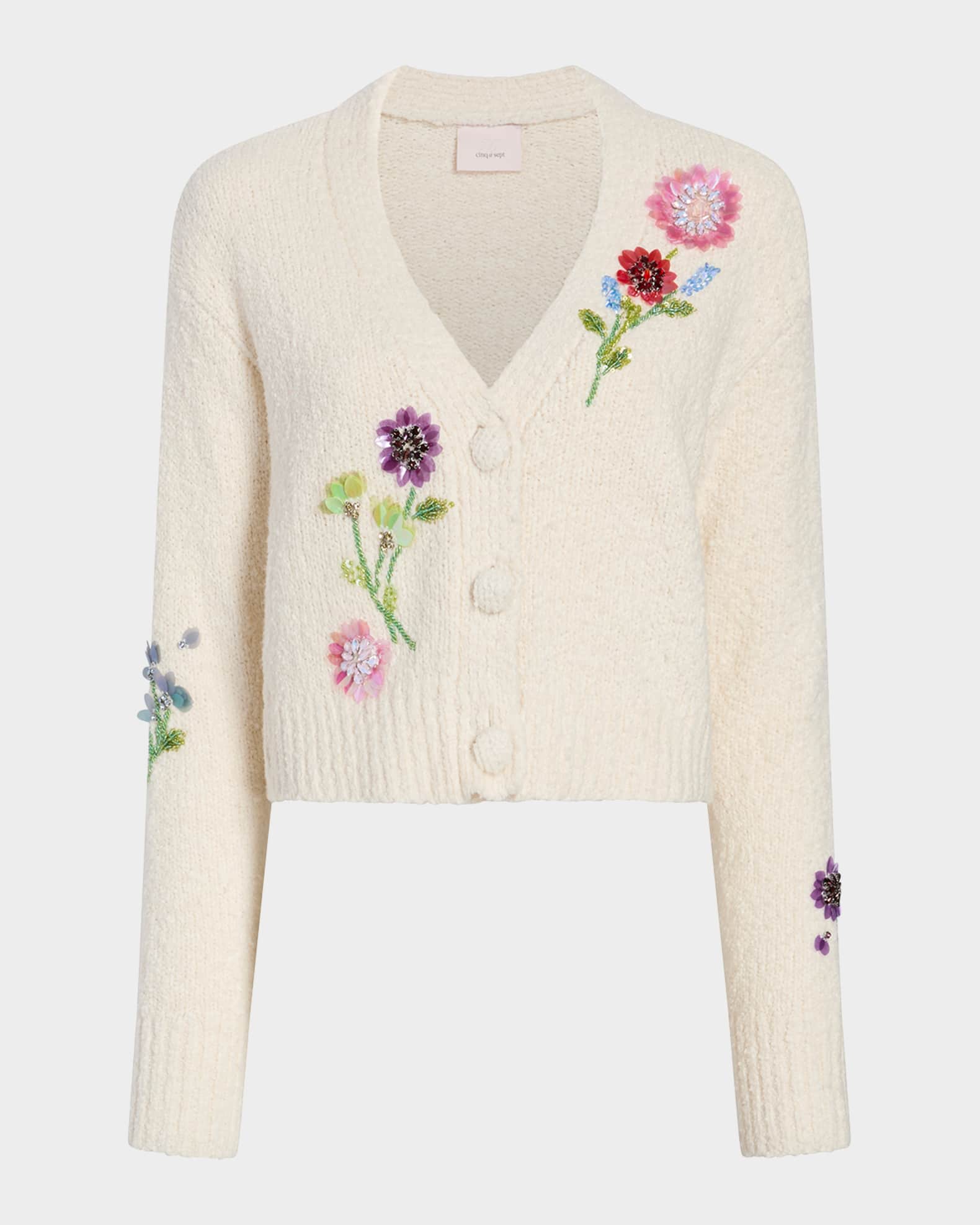 Cinq a Sept Solene Floral Embellished Cardigan | Neiman Marcus
