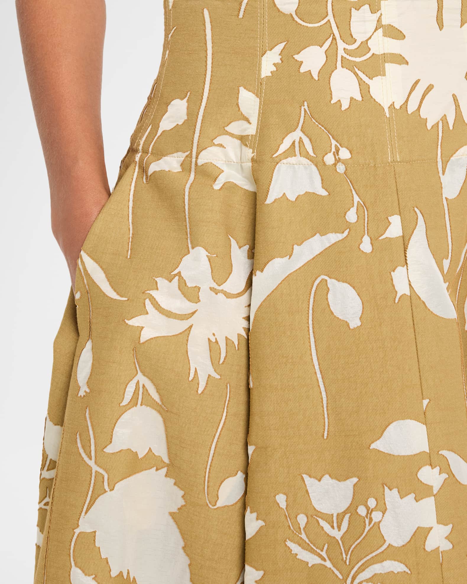 Lela Rose Sheer Floral Jacquard Fit-And-Flare Midi Skirt | Neiman