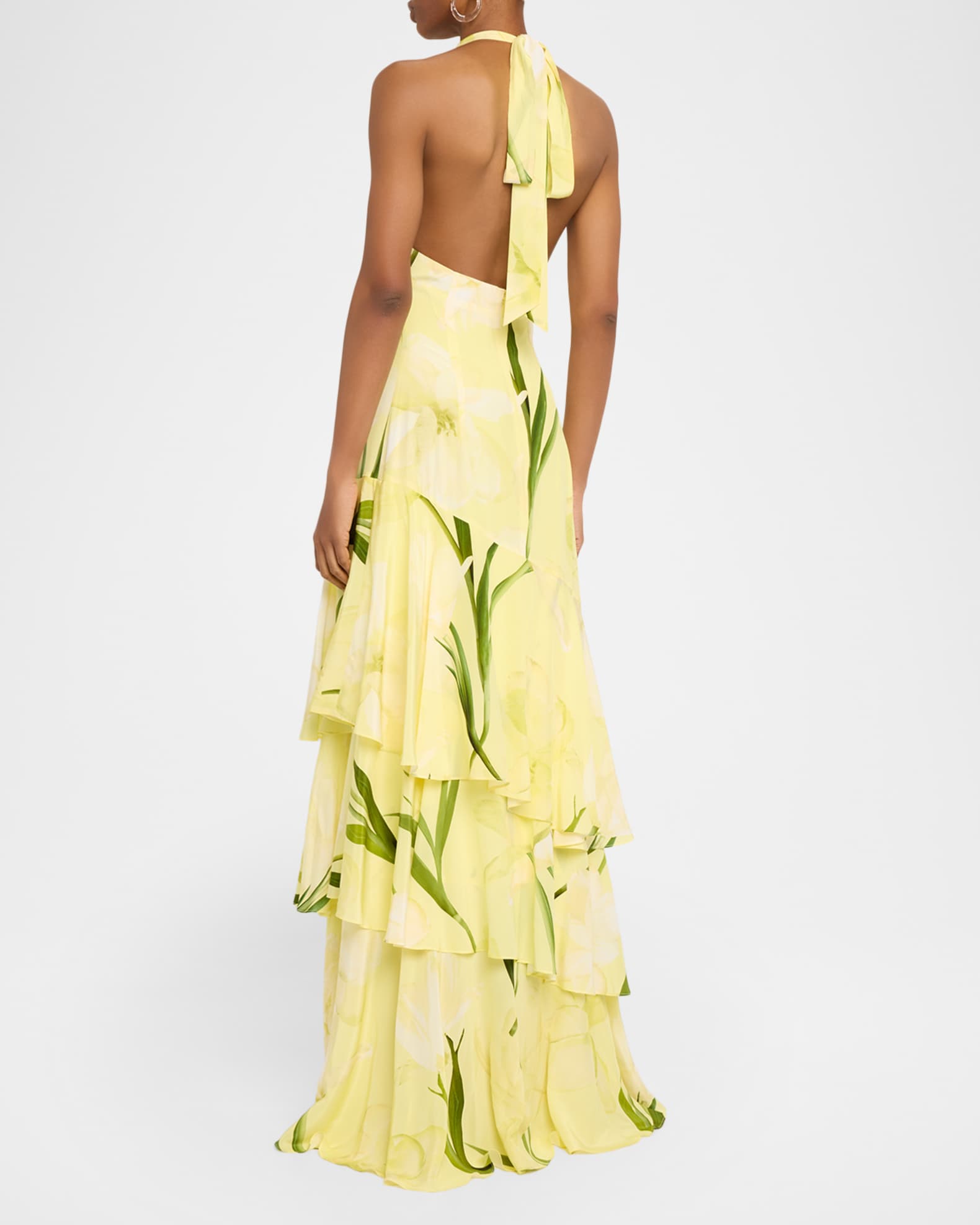 Cara Cara Amethyst Printed Tiered Silk Gown | Neiman Marcus