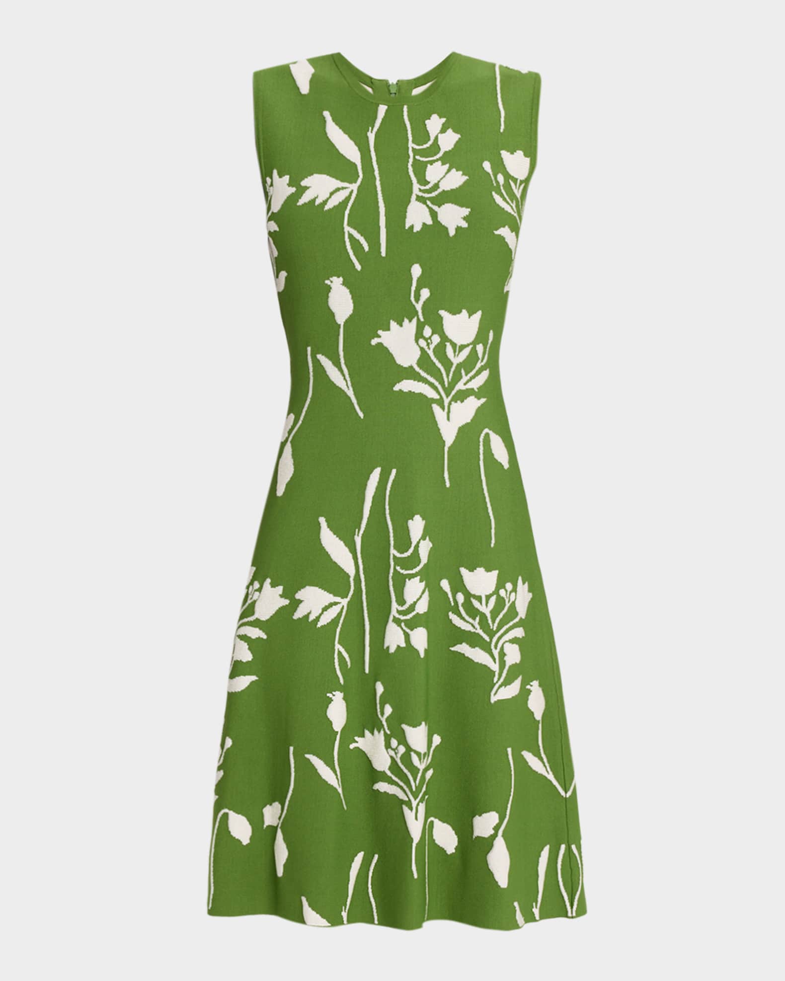 Lela Rose Floral Jacquard Knit Sleeveless A-Line Dress | Neiman Marcus
