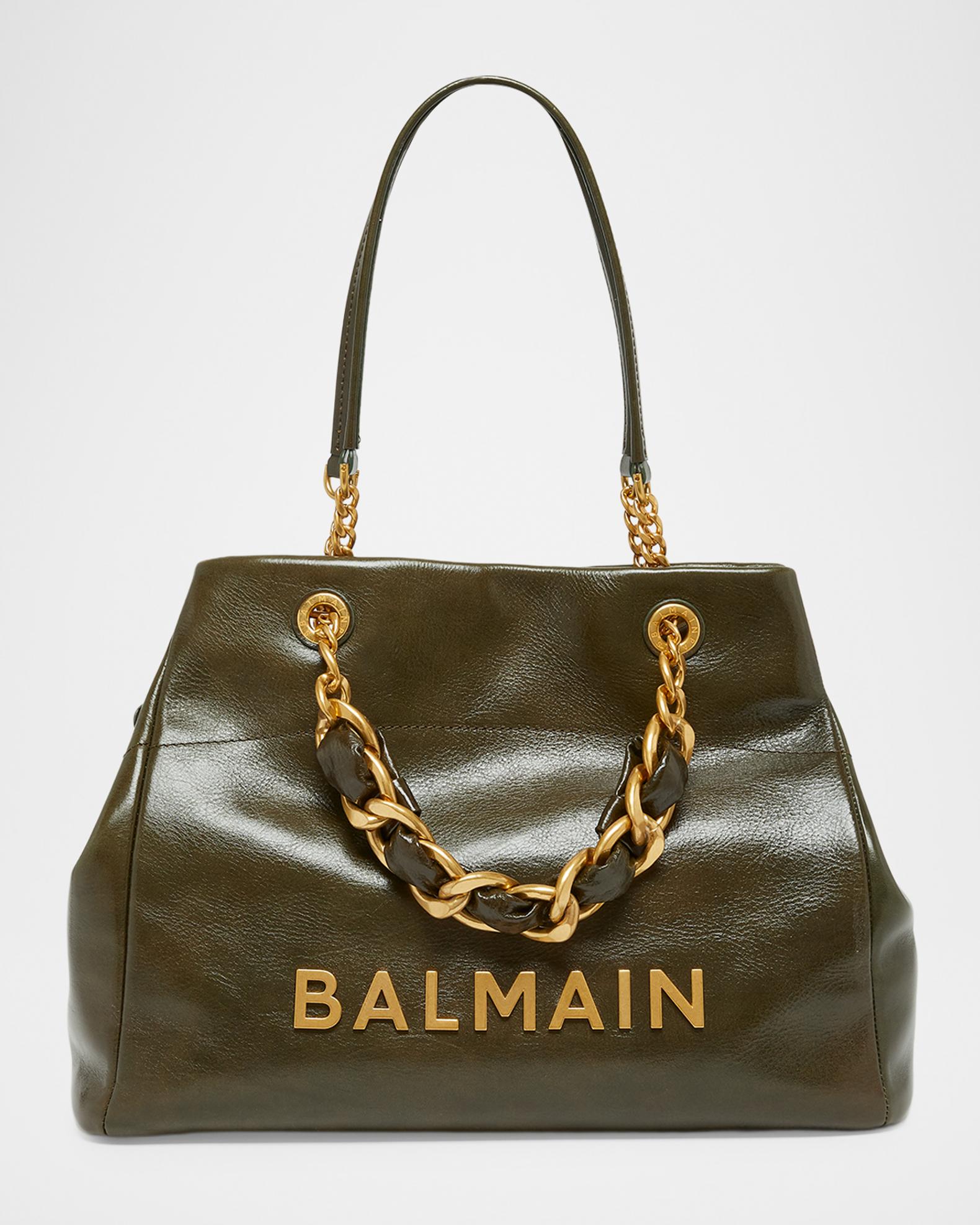 Balmain Cabas 1945 Crinkled Leather Shopper Tote Bag | Neiman Marcus