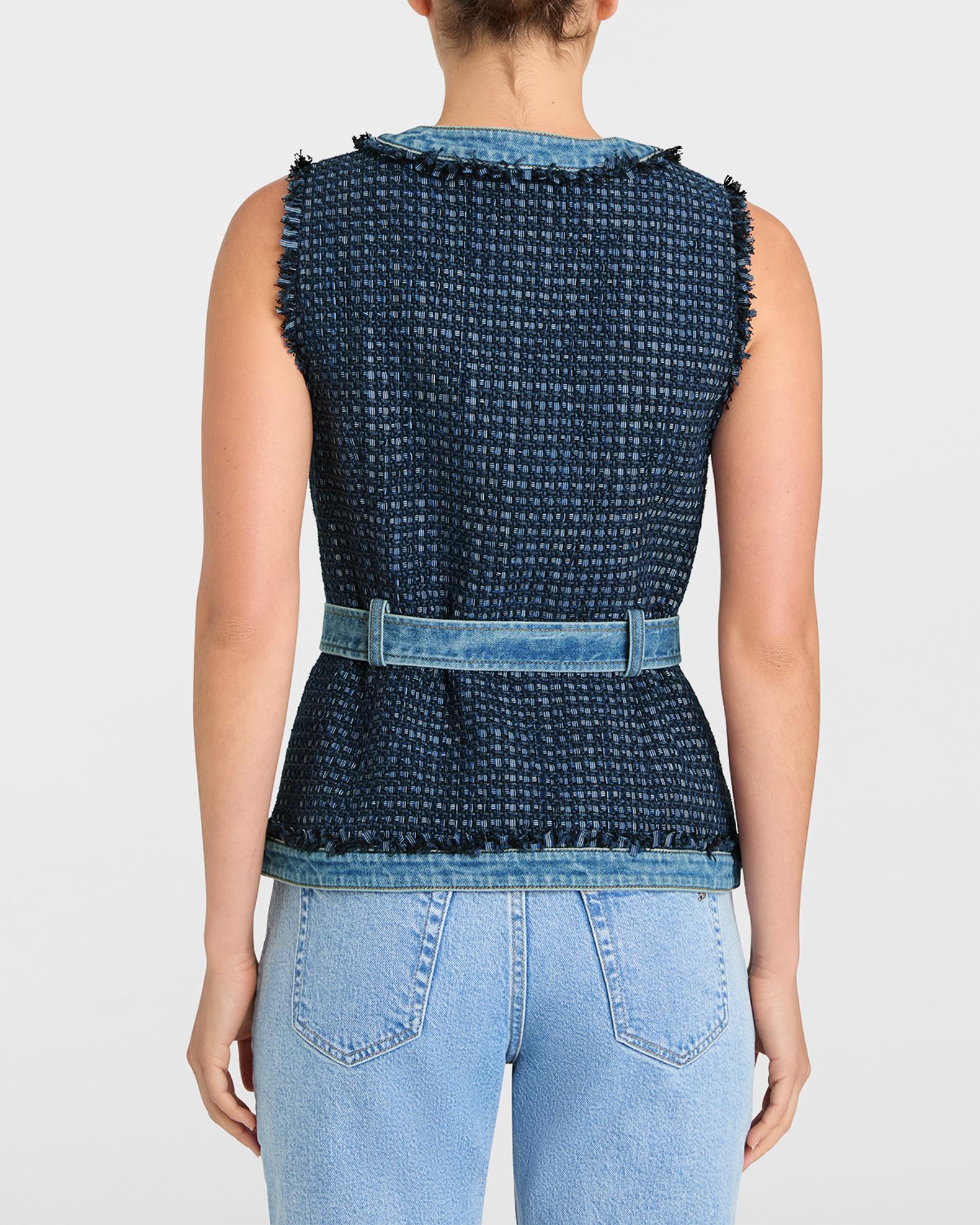 Cinq a Sept Joans Belted Bouclé Denim Vest | Neiman Marcus