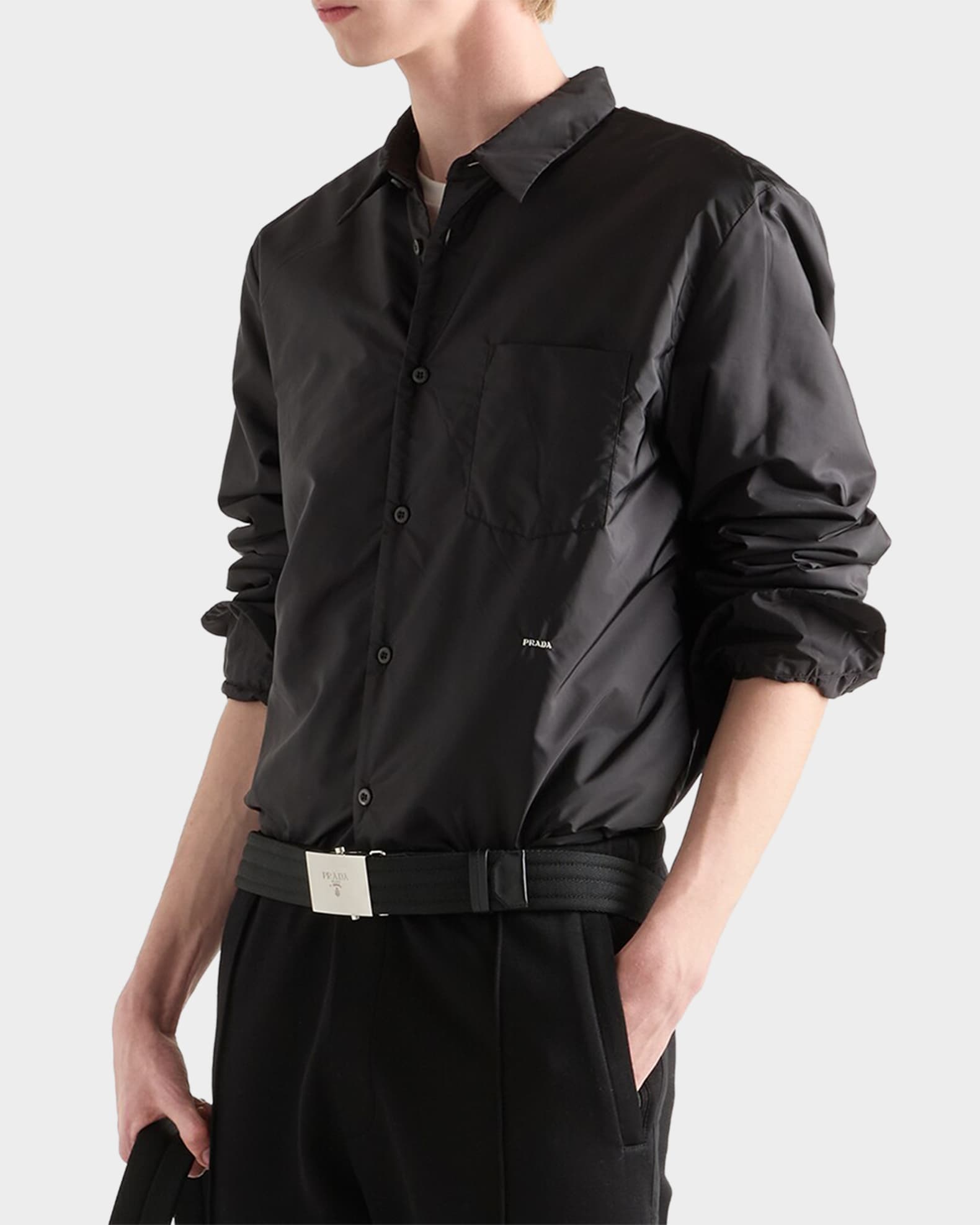 Prada Men's Re-Nylon Button-Down Shirt | Neiman Marcus