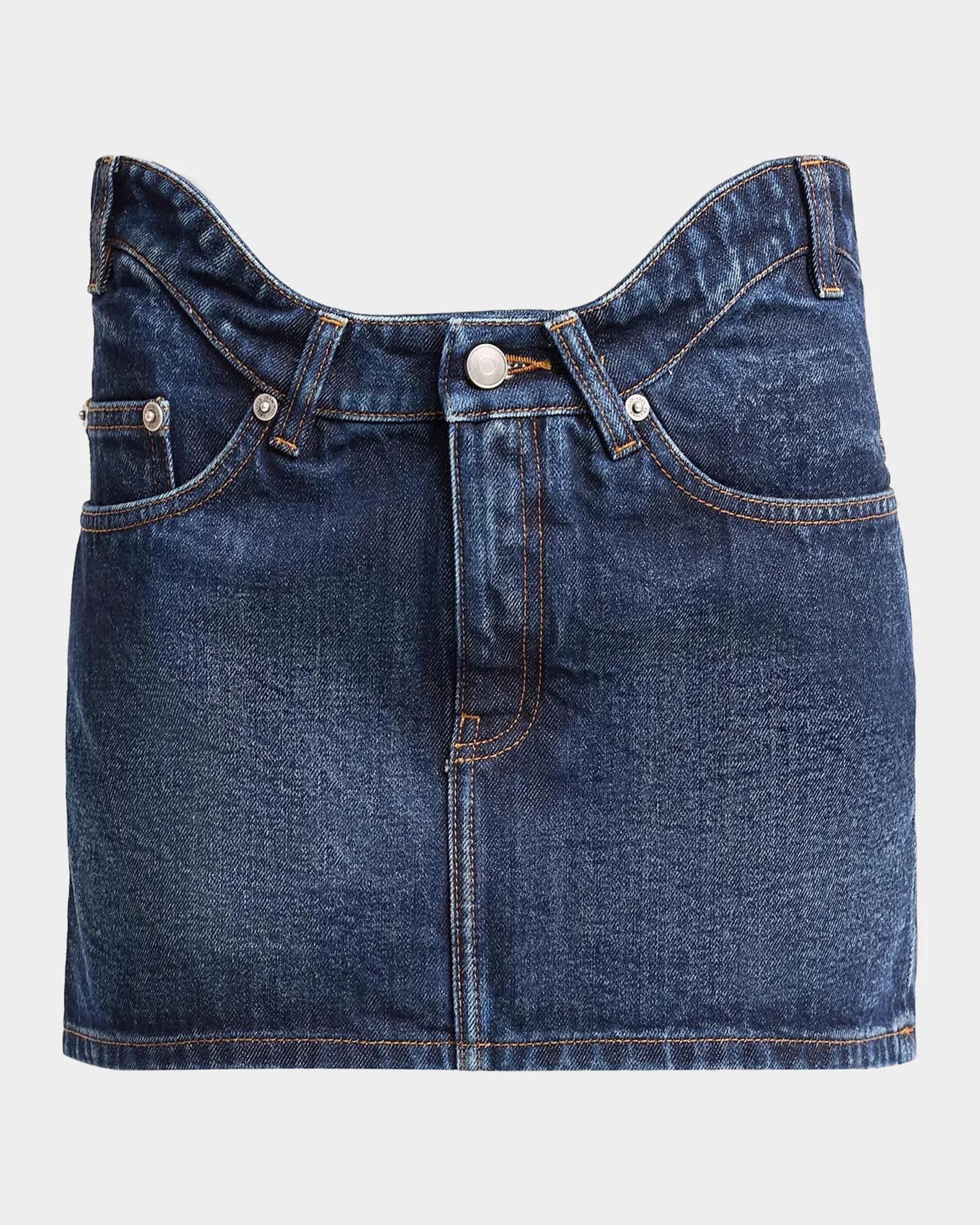 Jean Paul Gaultier The Curved Denim Mini Skirt | Neiman Marcus