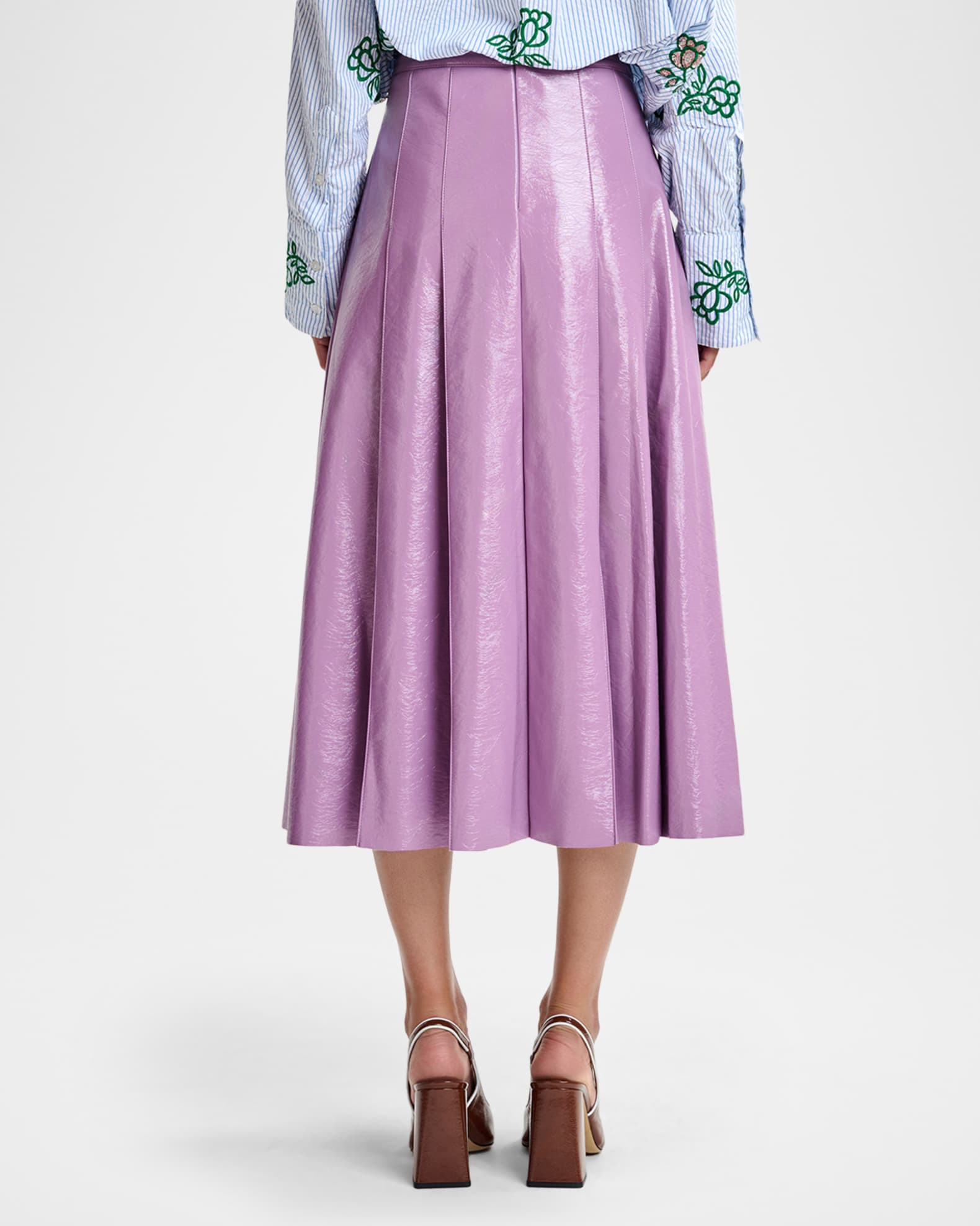Essentiel Antwerp Jib Faux Leather Midi Skirt | Neiman Marcus