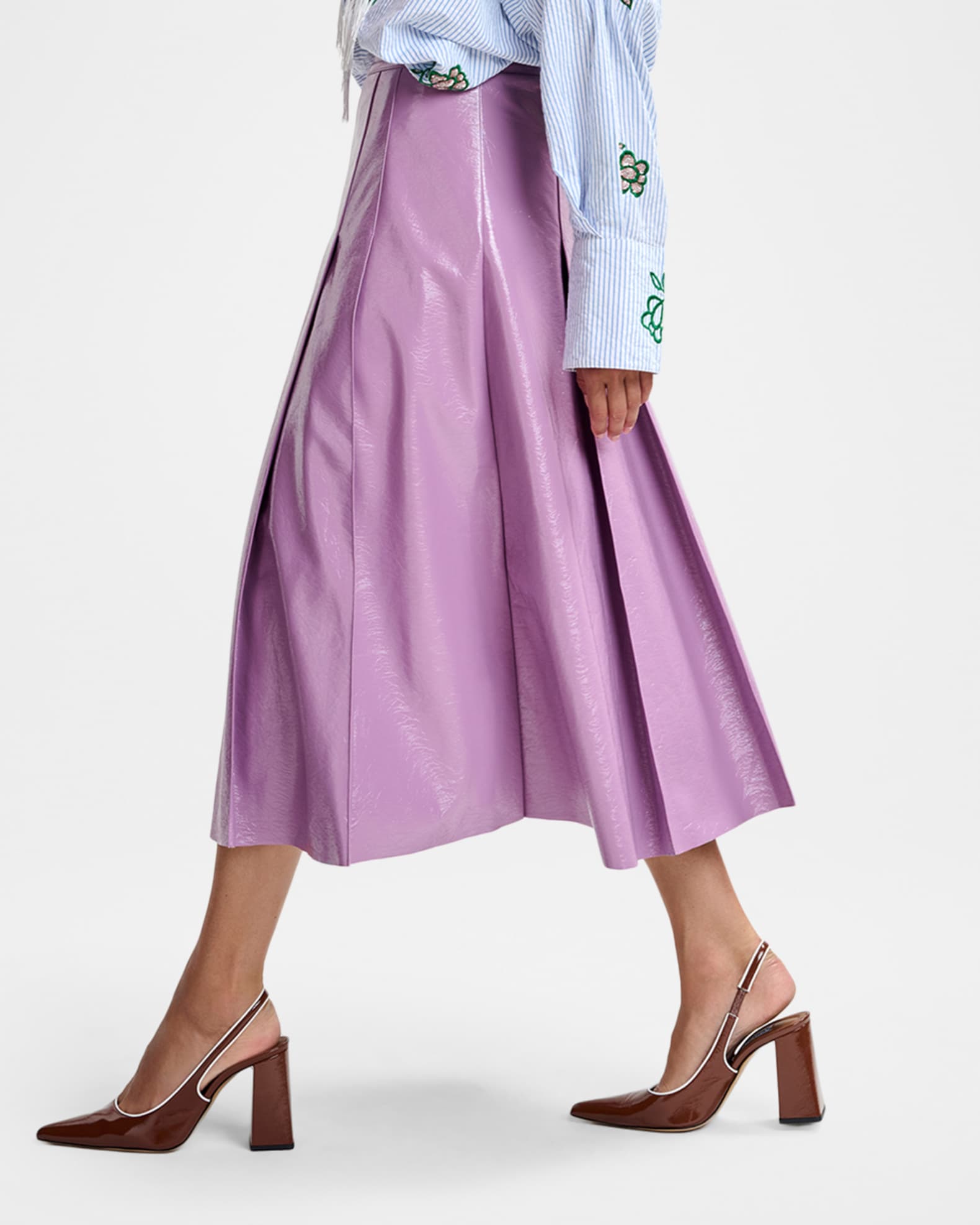 Essentiel Antwerp Jib Faux Leather Midi Skirt | Neiman Marcus