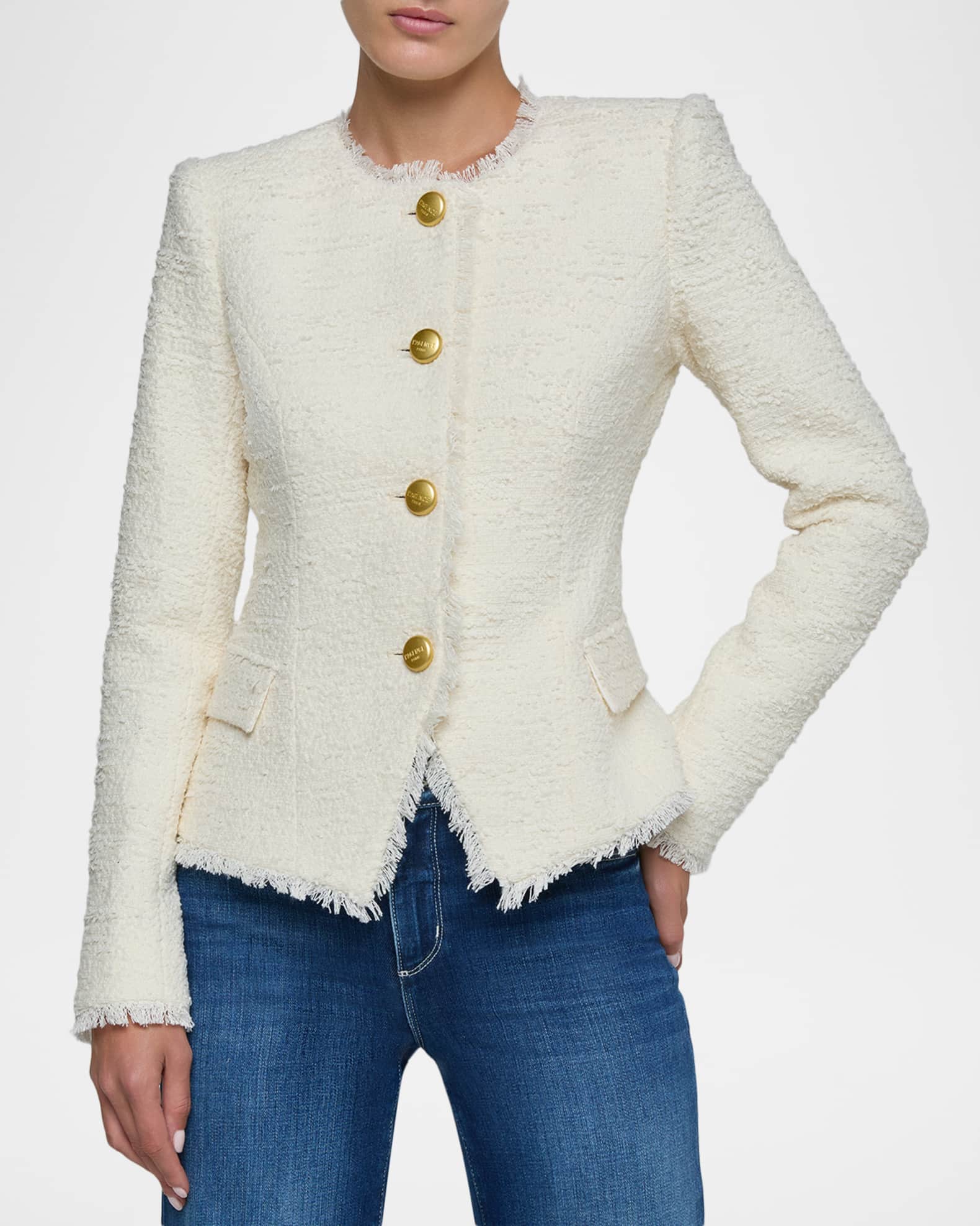 L'Agence Nerina Collarless Tweed Blazer | Neiman Marcus