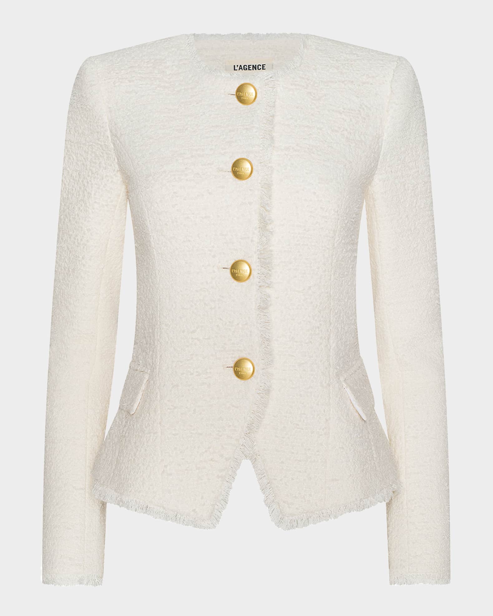 L'Agence Nerina Collarless Tweed Blazer | Neiman Marcus