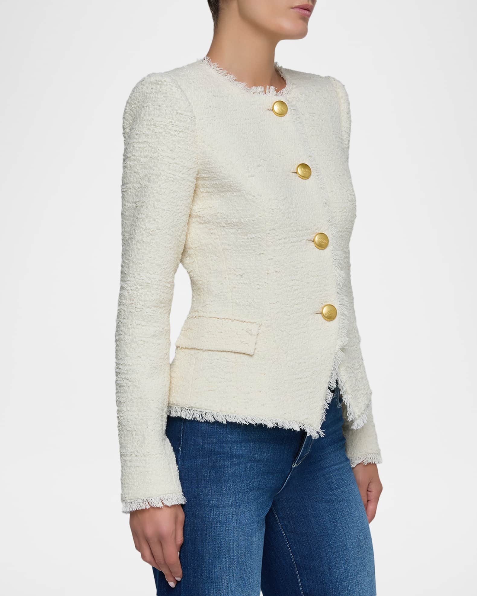 L'Agence Nerina Collarless Tweed Blazer | Neiman Marcus
