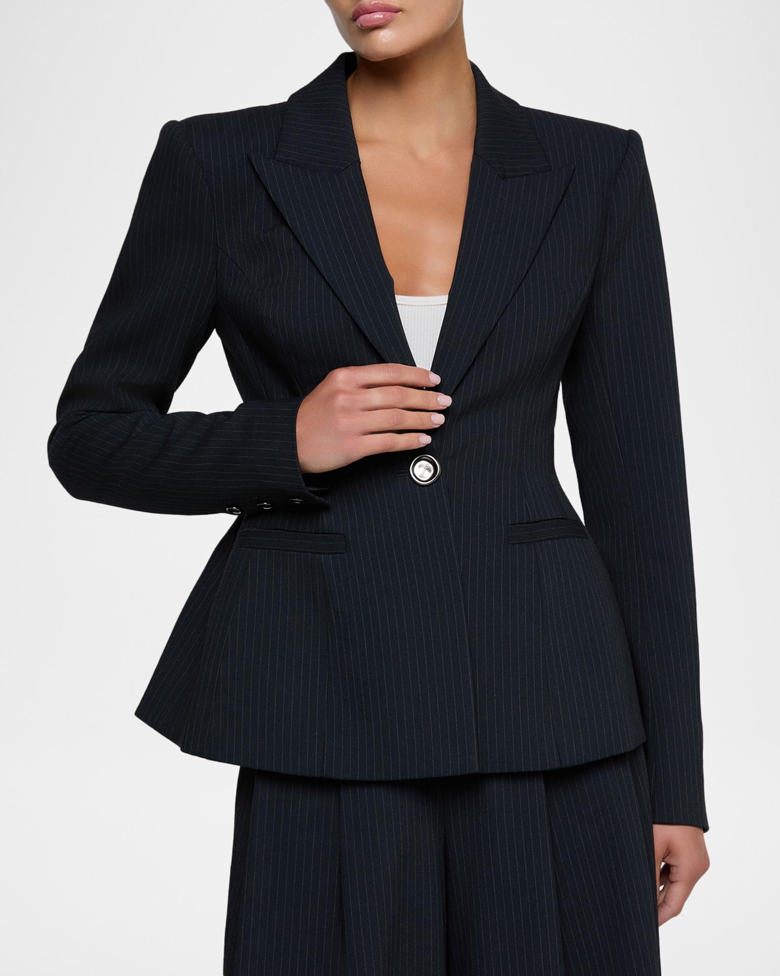 L'AGENCE Therese Single-Breasted Pinstripe Blazer | Neiman Marcus