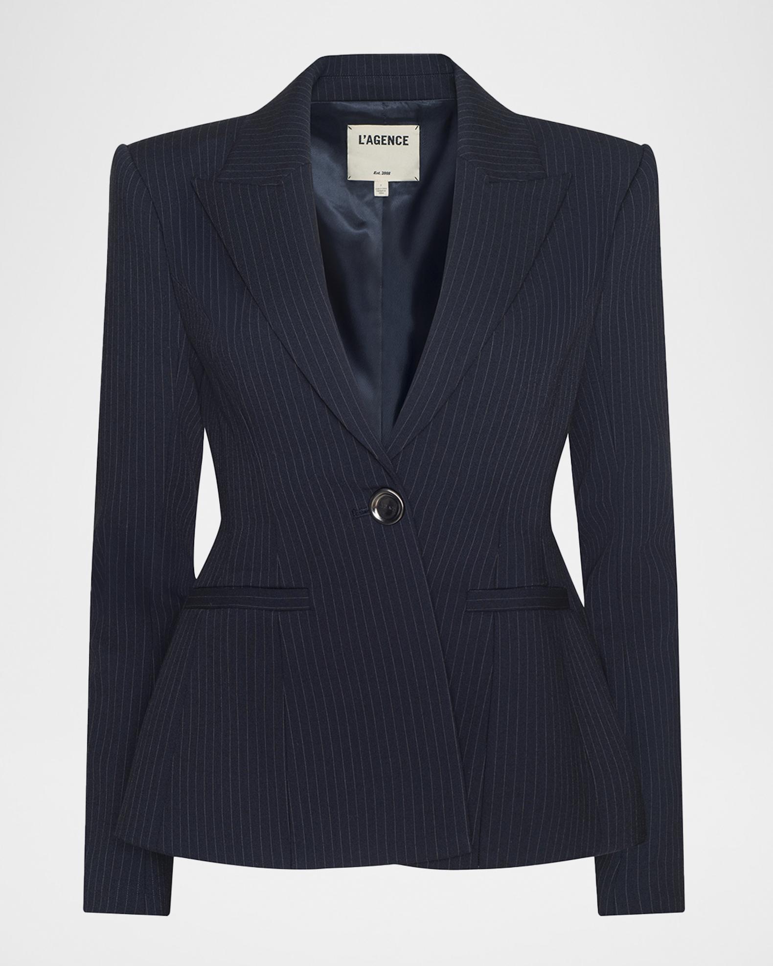 L'AGENCE Therese Single-Breasted Pinstripe Blazer | Neiman Marcus