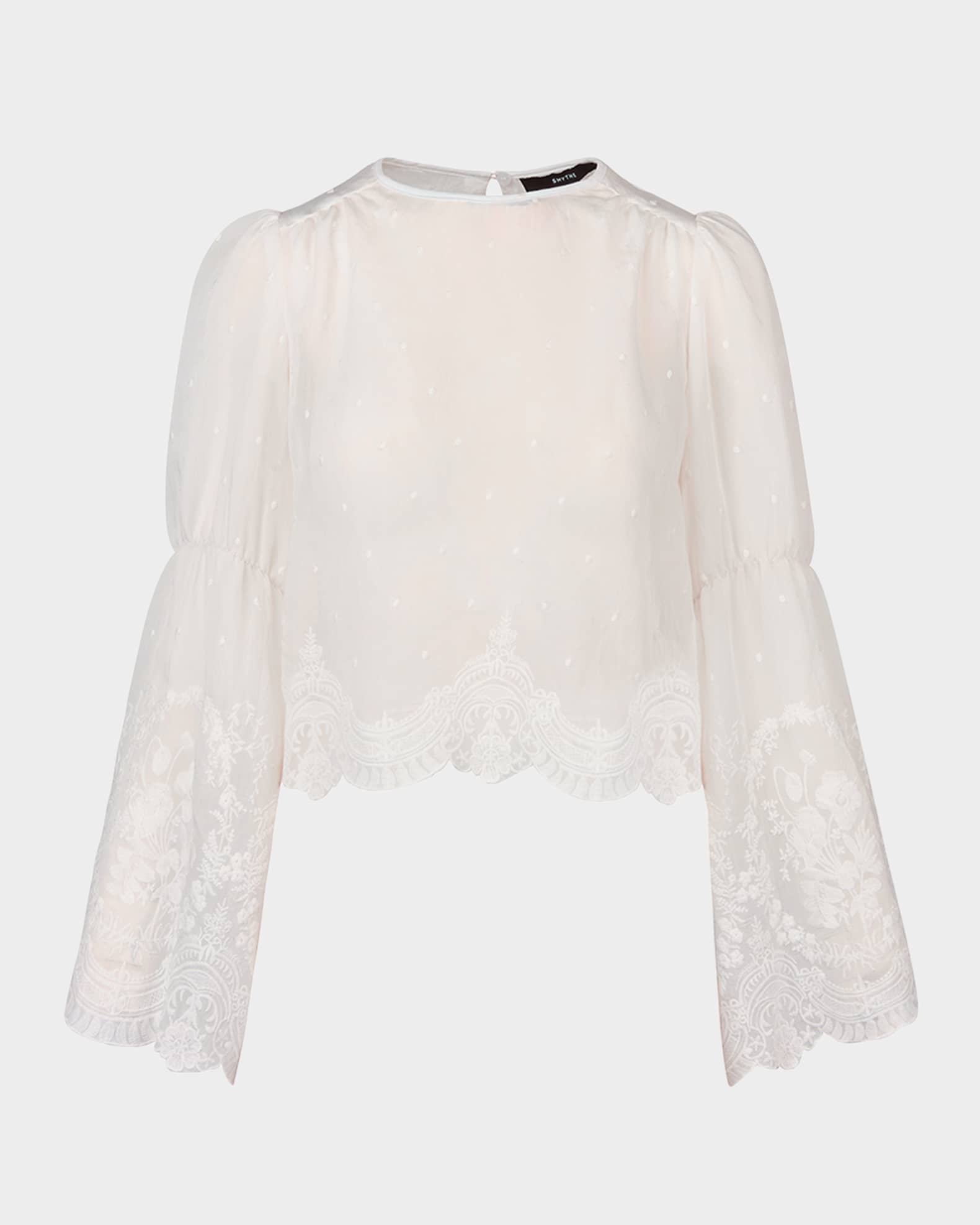 Smythe Embroidered Bell-Sleeve Blouse | Neiman Marcus