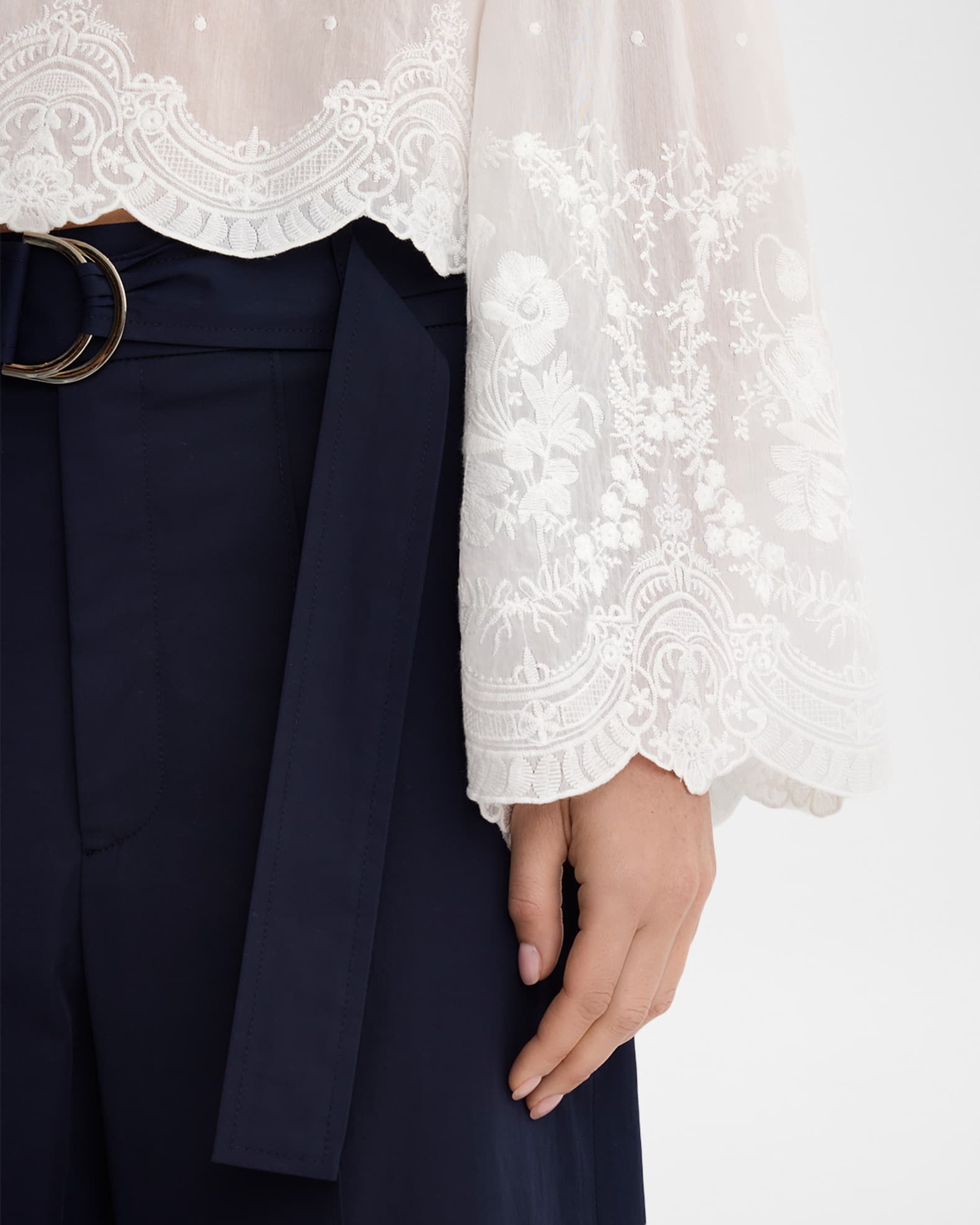 Smythe Embroidered Bell-Sleeve Blouse | Neiman Marcus