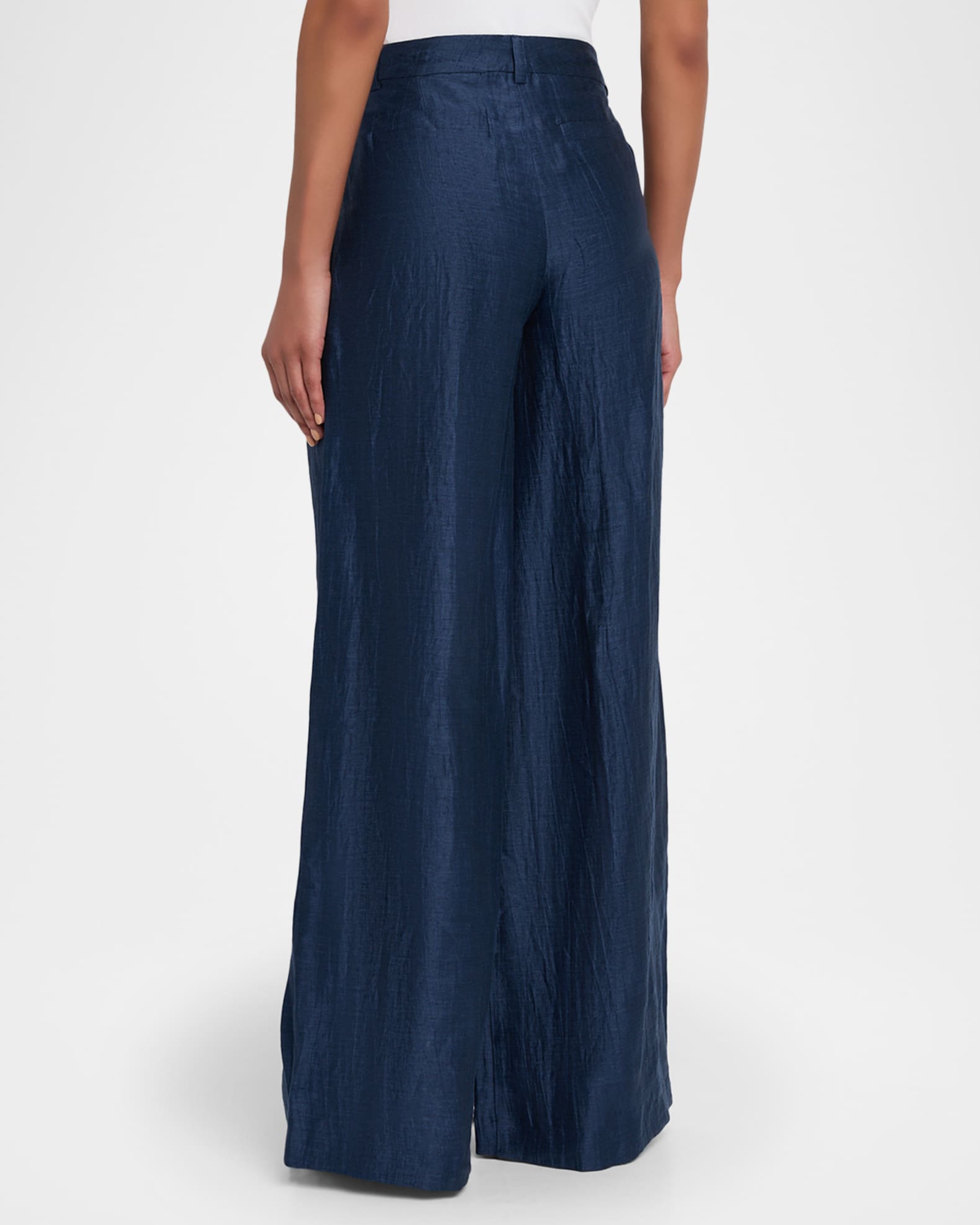 L'Agence Allanah Crinkled Linen Wide-Leg Pants | Neiman Marcus