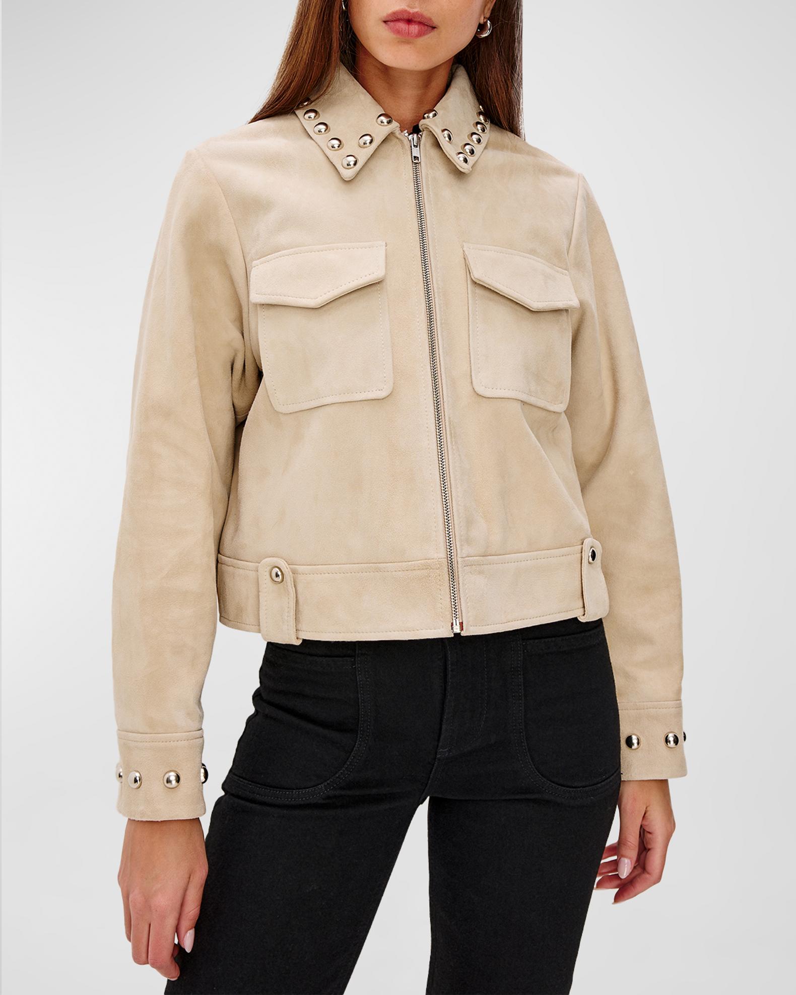 Rails Zeta Studded Suede Jacket | Neiman Marcus