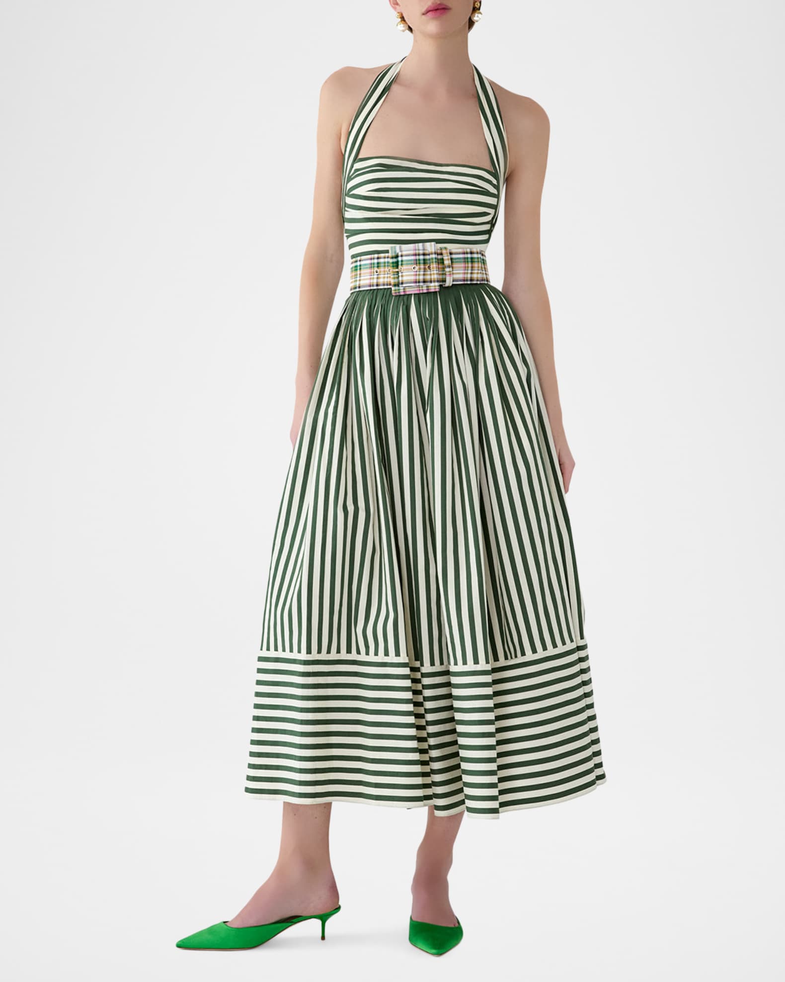 green and white halter dress Reiss Lexi Floral Sketch Maxi Dress