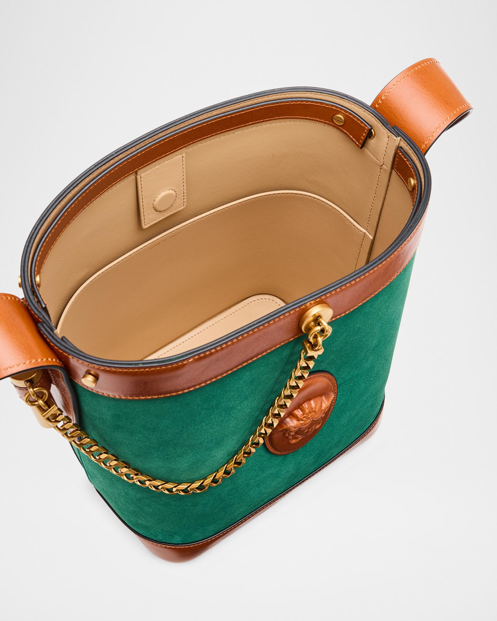 Versace Medusa Small Suede Bucket Bag | Neiman Marcus