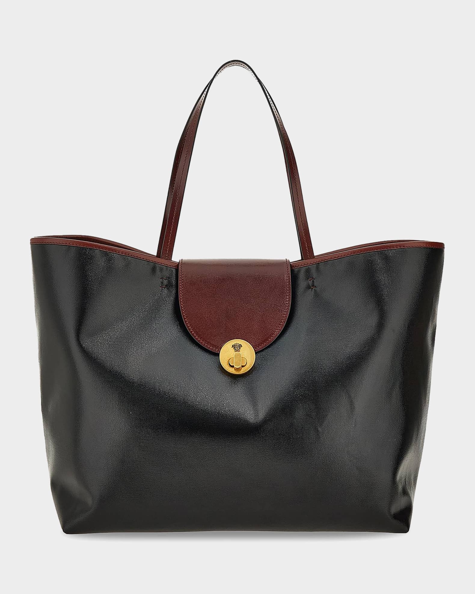 バッグ VERSACE Versace Vivian Large Coated Canvas Leather-Trim Tote Bag | Neiman