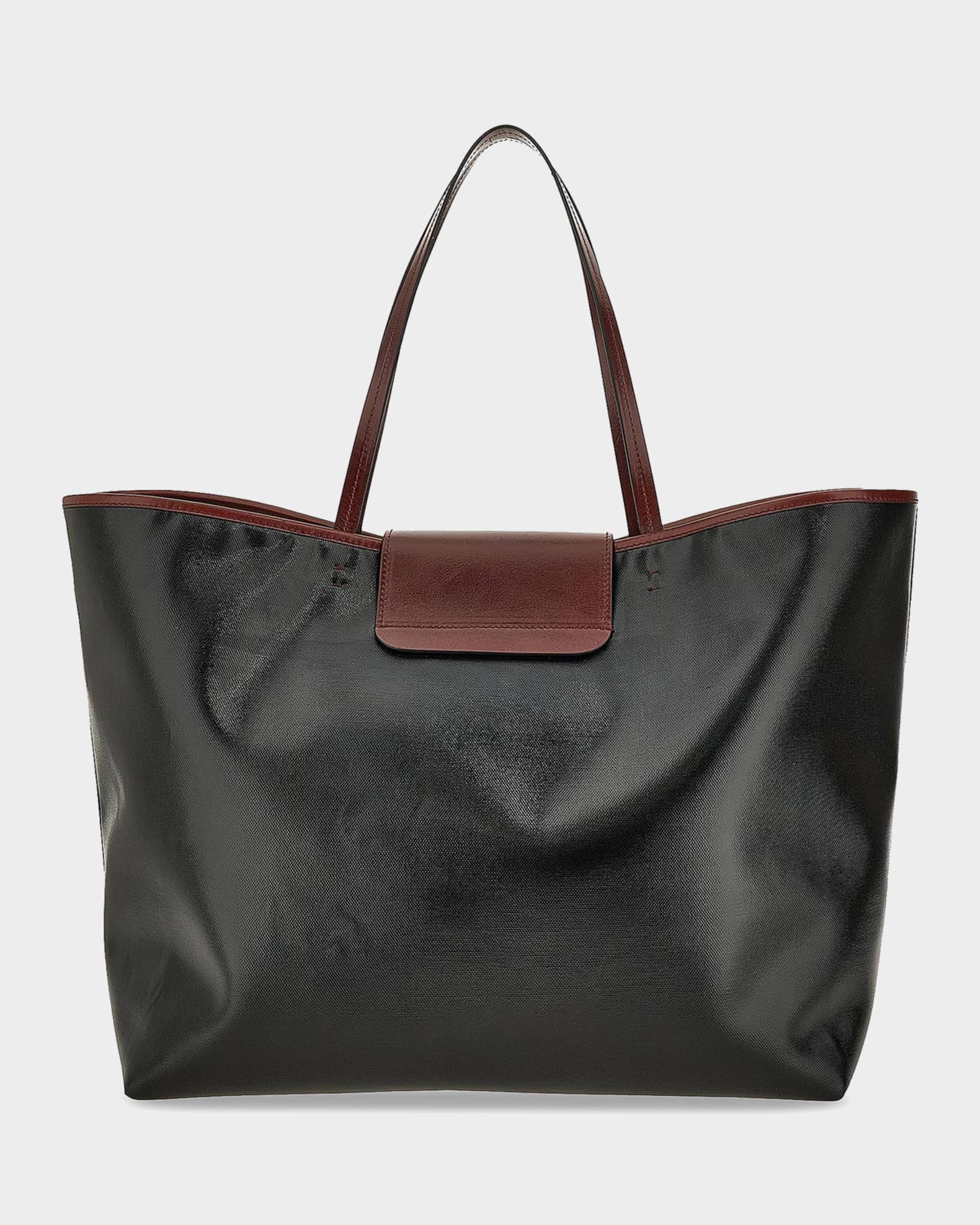 Versace Vivian Large Coated Canvas Leather-Trim Tote Bag | Neiman