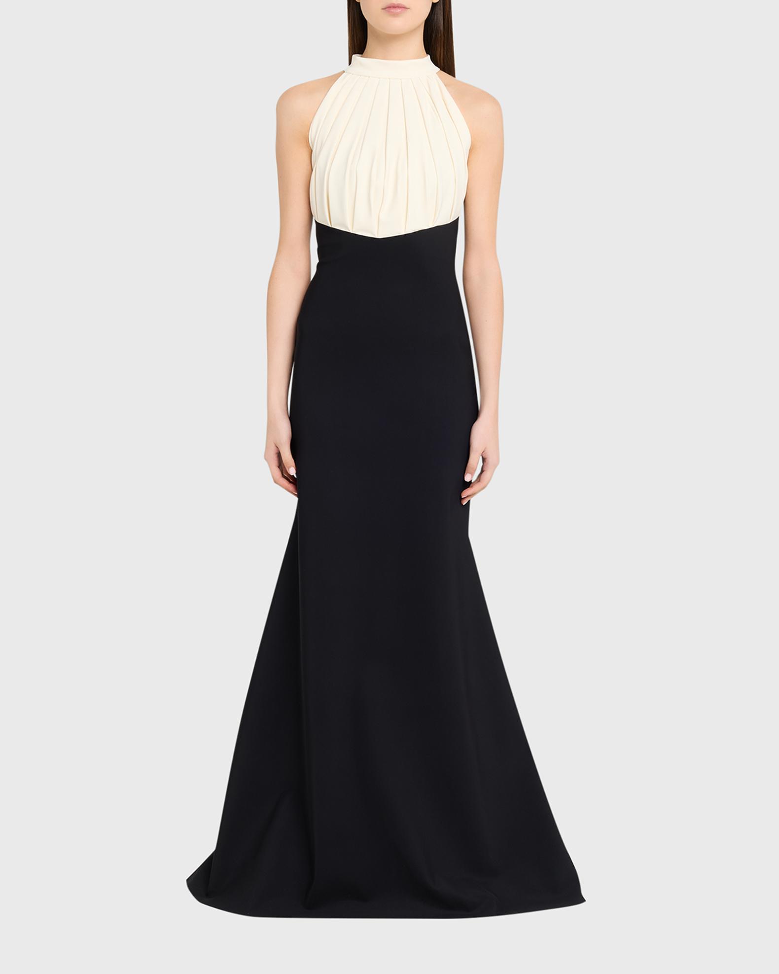 Chiara Boni La Petite Robe Warda Pleated Two-Tone Trumpet Gown | Neiman ...